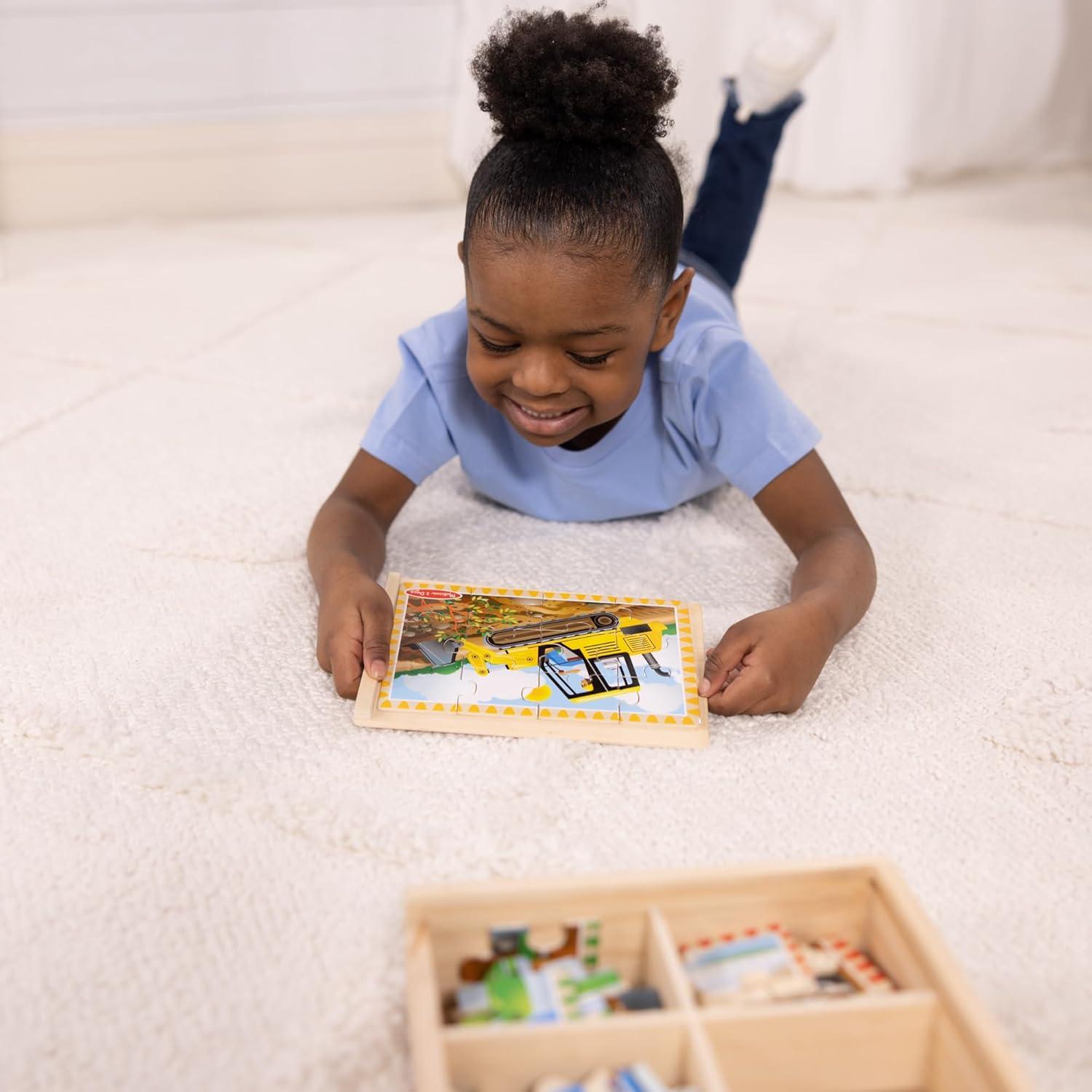 imageMelissa ampamp Doug 4in1 Wooden Dinosaur Jigsaw Puzzle Set 48 Pieces with Storage Box Toddler Puzzle Toy for Kids Ages 3  FSC CertifiedConstruction