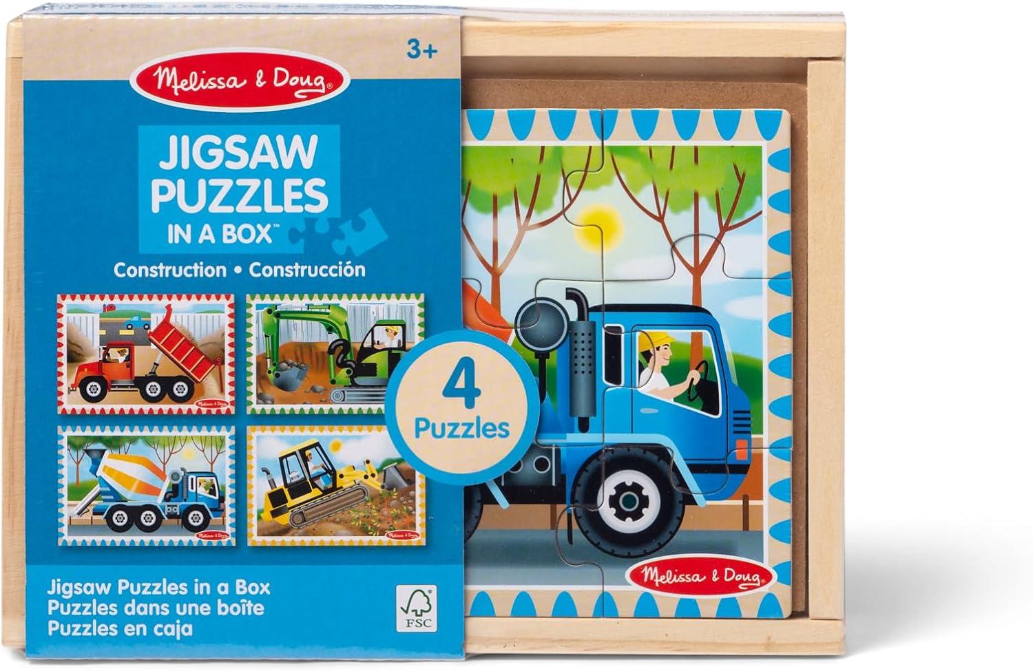 imageMelissa ampamp Doug 4in1 Wooden Dinosaur Jigsaw Puzzle Set 48 Pieces with Storage Box Toddler Puzzle Toy for Kids Ages 3  FSC CertifiedConstruction