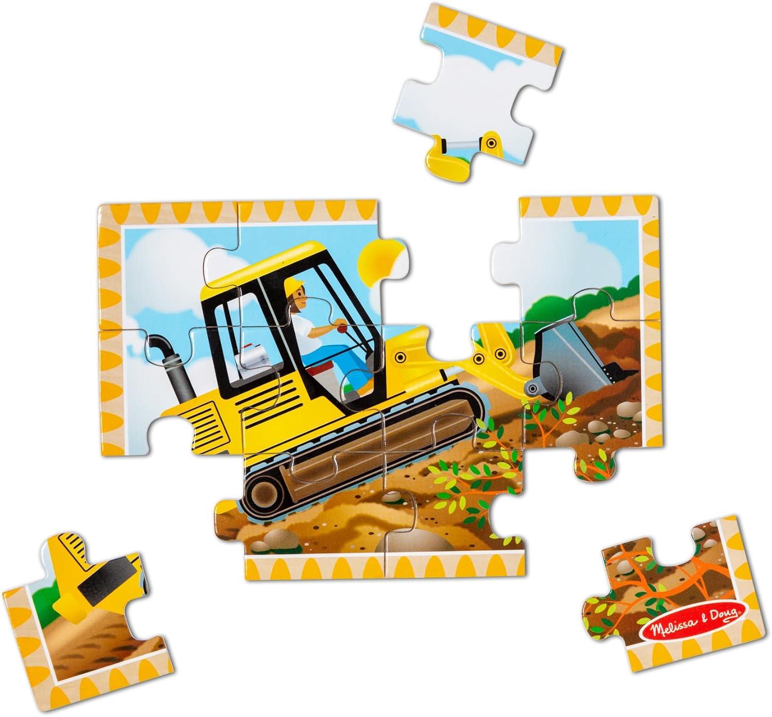 imageMelissa ampamp Doug 4in1 Wooden Dinosaur Jigsaw Puzzle Set 48 Pieces with Storage Box Toddler Puzzle Toy for Kids Ages 3  FSC CertifiedConstruction