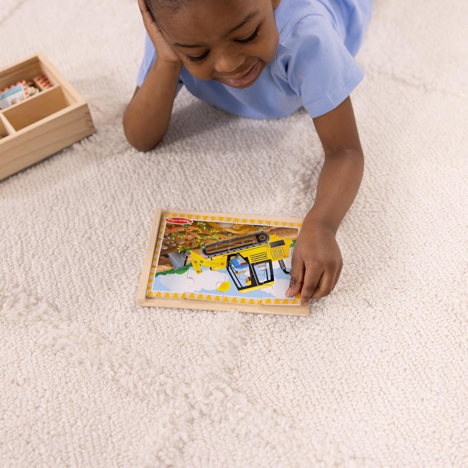 imageMelissa ampamp Doug 4in1 Wooden Dinosaur Jigsaw Puzzle Set 48 Pieces with Storage Box Toddler Puzzle Toy for Kids Ages 3  FSC CertifiedConstruction