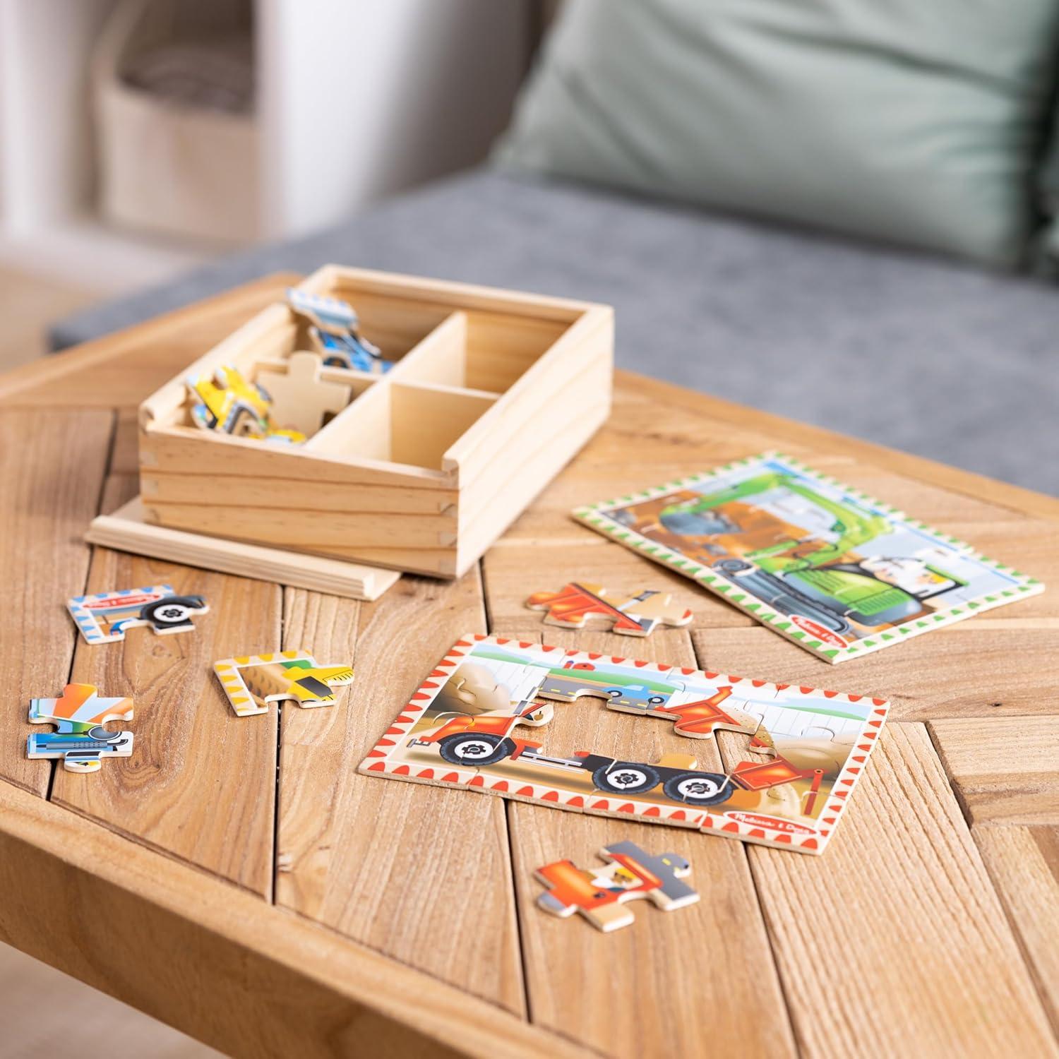 imageMelissa ampamp Doug 4in1 Wooden Dinosaur Jigsaw Puzzle Set 48 Pieces with Storage Box Toddler Puzzle Toy for Kids Ages 3  FSC CertifiedConstruction