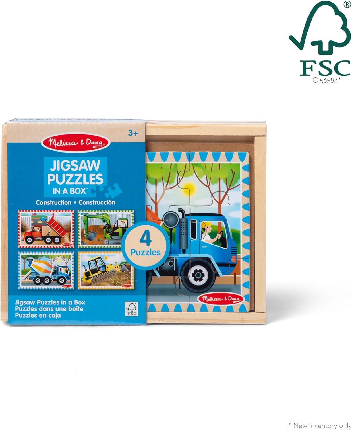 imageMelissa ampamp Doug 4in1 Wooden Dinosaur Jigsaw Puzzle Set 48 Pieces with Storage Box Toddler Puzzle Toy for Kids Ages 3  FSC CertifiedConstruction