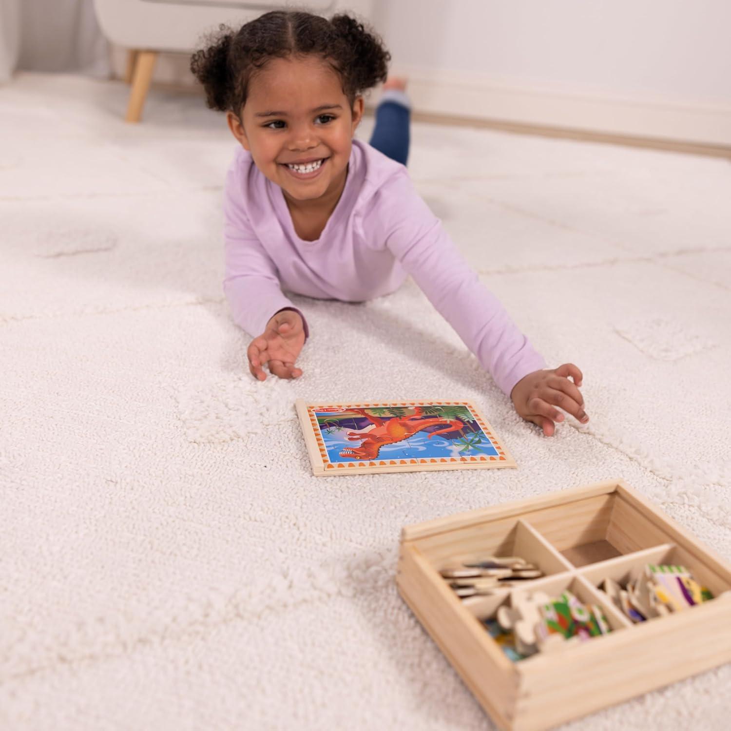 imageMelissa ampamp Doug 4in1 Wooden Dinosaur Jigsaw Puzzle Set 48 Pieces with Storage Box Toddler Puzzle Toy for Kids Ages 3  FSC CertifiedDinosaurs