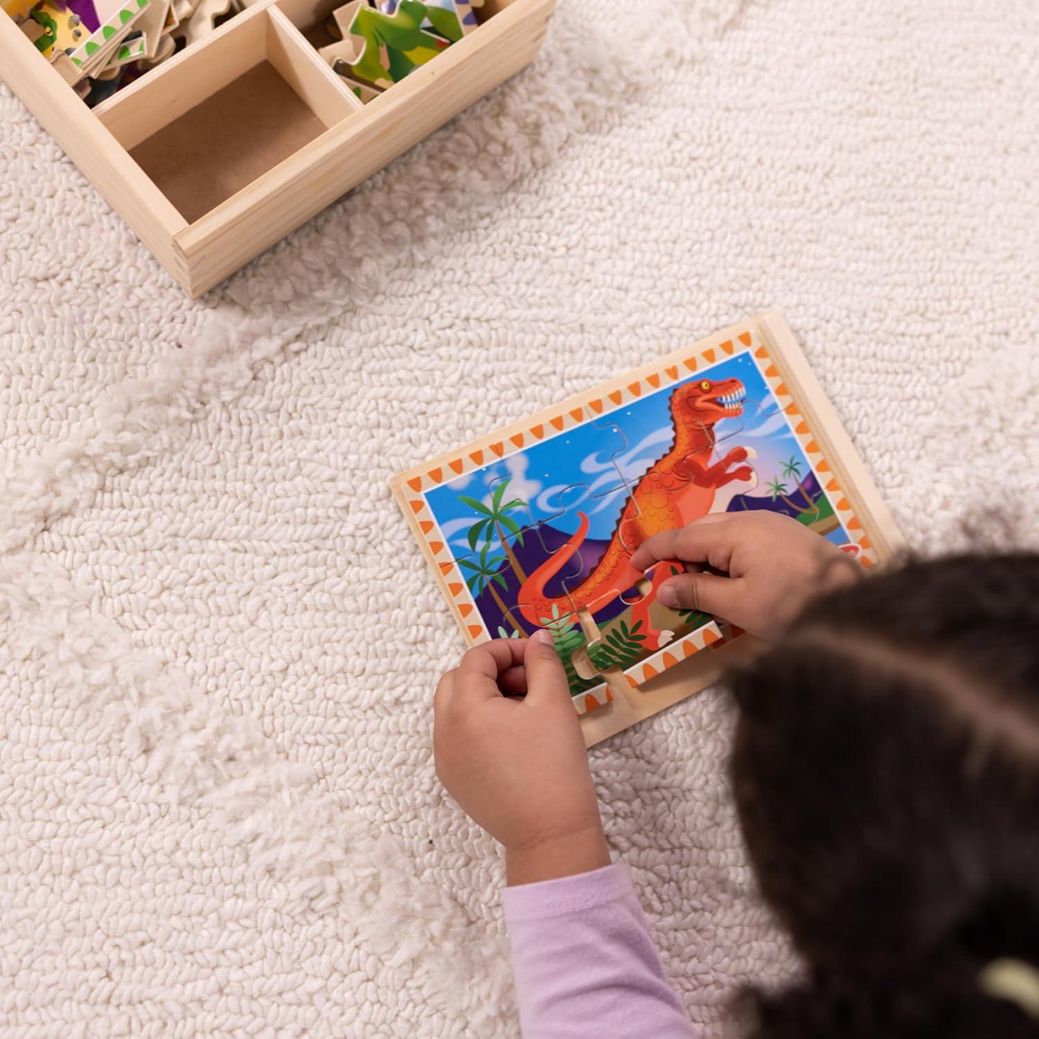 imageMelissa ampamp Doug 4in1 Wooden Dinosaur Jigsaw Puzzle Set 48 Pieces with Storage Box Toddler Puzzle Toy for Kids Ages 3  FSC CertifiedDinosaurs