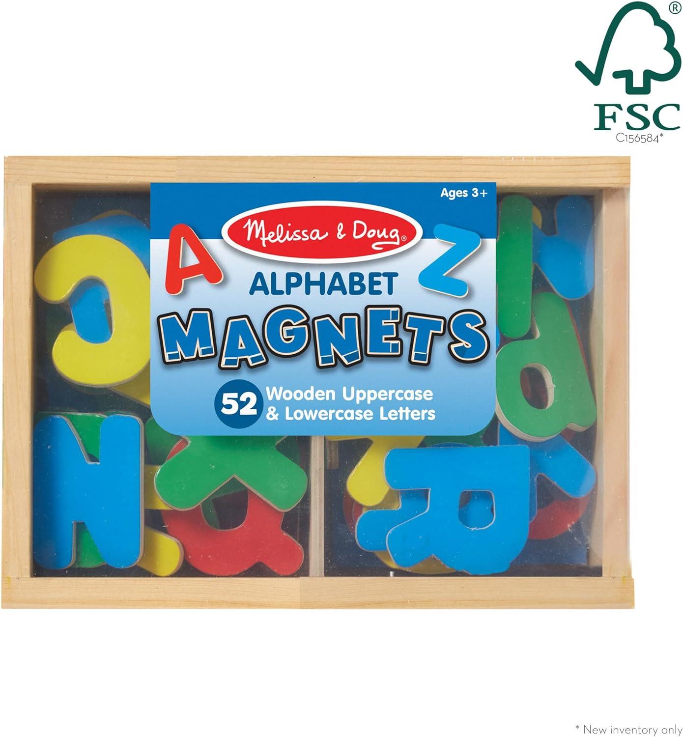 imageMelissa ampamp Doug 52 Wooden Alphabet Magnets in a Box  Uppercase and Lowercase Letters1 Count Pack of 1