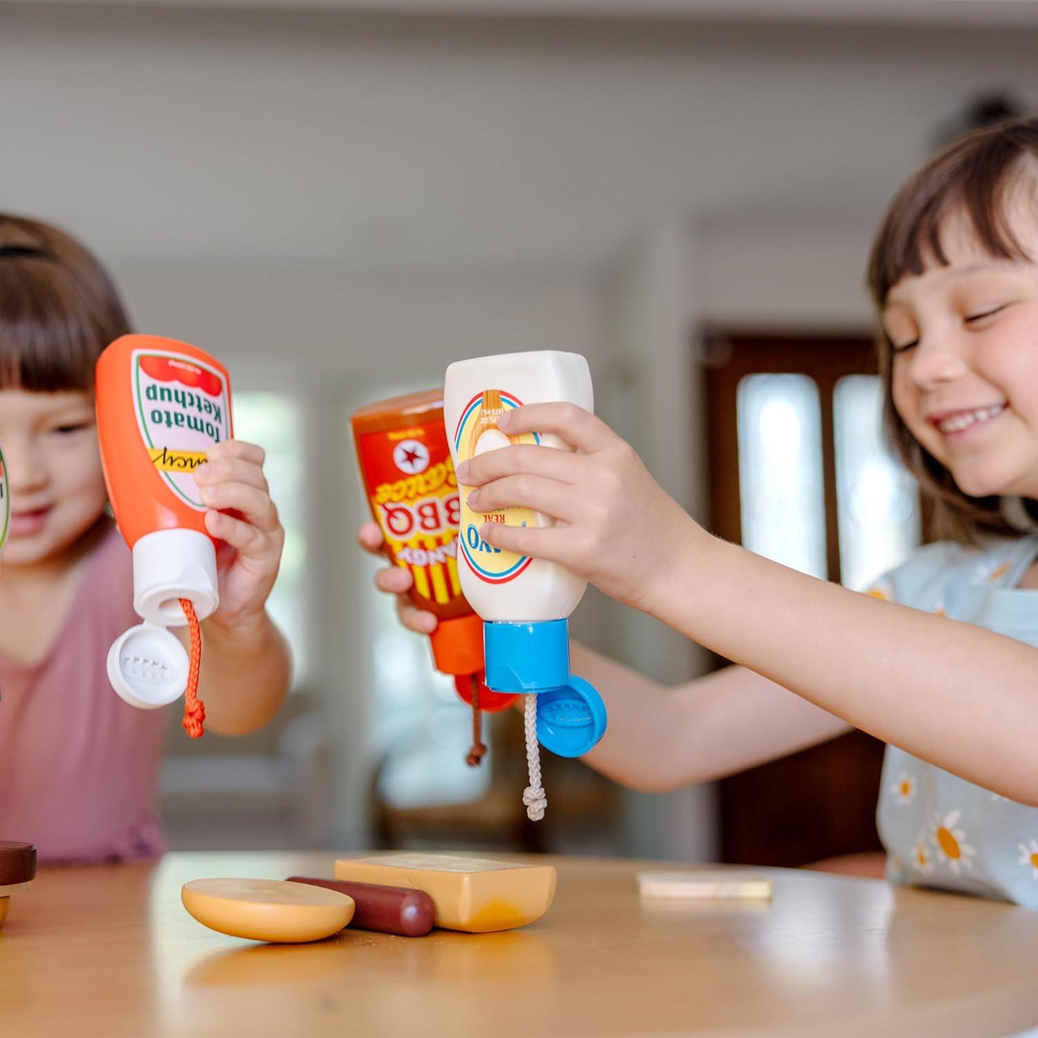 imageMelissa ampamp Doug 5Piece Favorite Condiments Play Food Set Play Ketchup and Mustard Bottles Pretend Food Set for Kids Ages 3Favorite Condiments