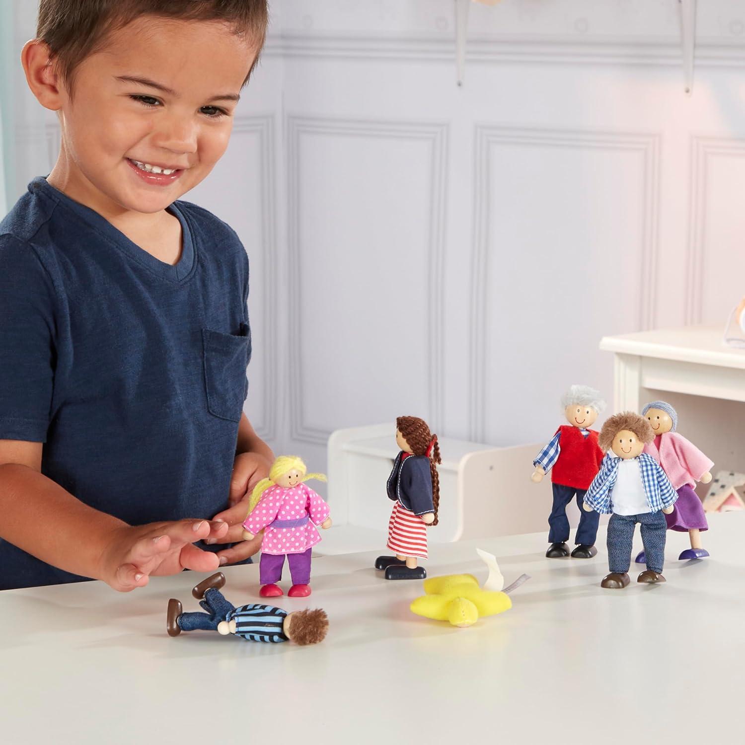 imageMelissa ampamp Doug 7Piece Poseable Wooden Doll Family for Dollhouse 24 inches Each