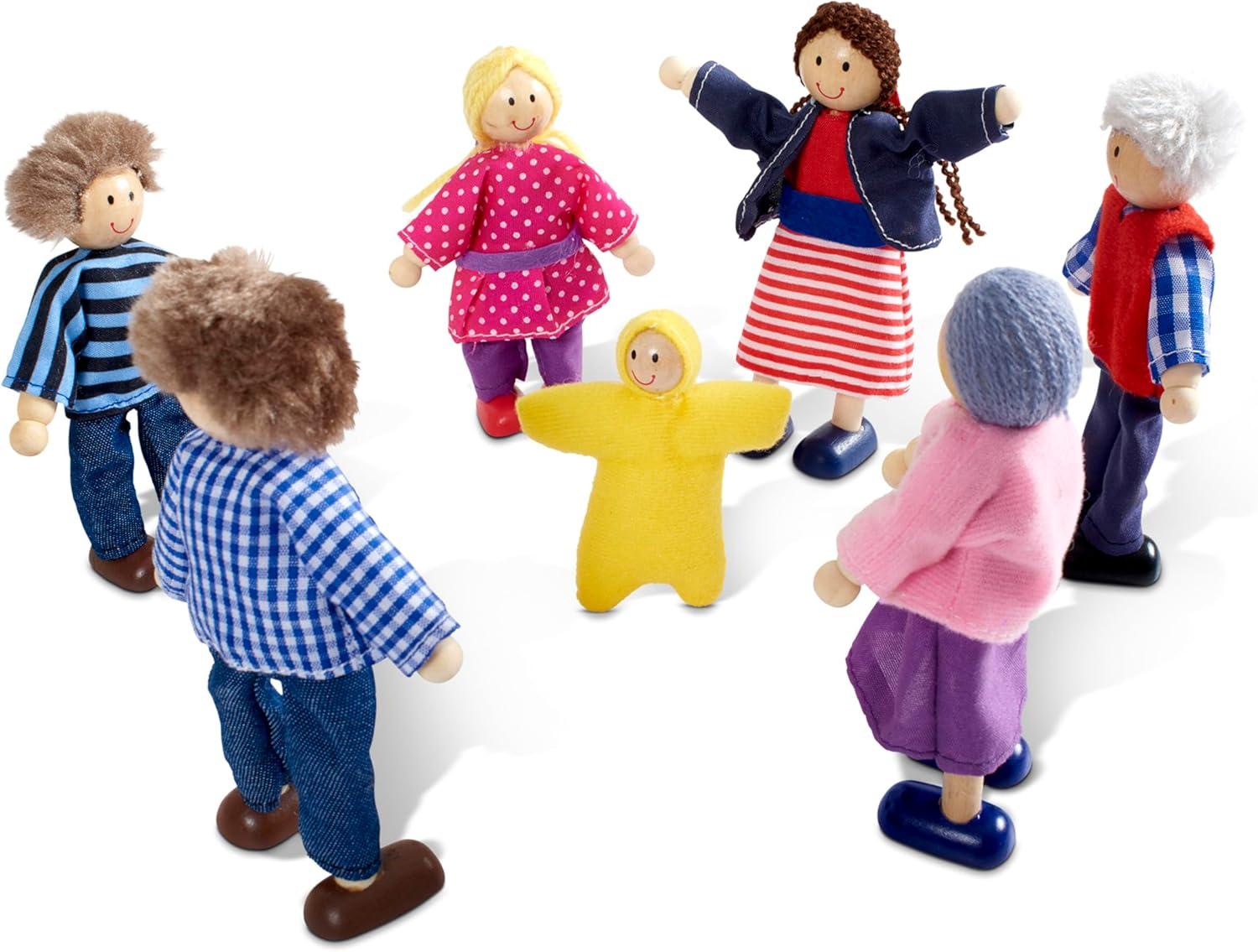 imageMelissa ampamp Doug 7Piece Poseable Wooden Doll Family for Dollhouse 24 inches Each