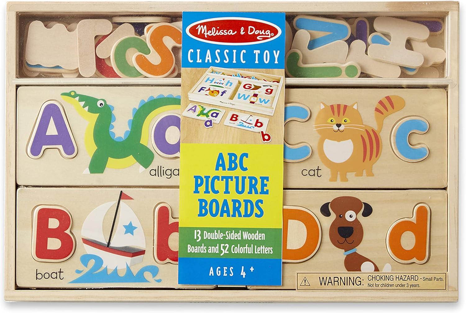 imageMelissa ampamp Doug ABC Picture Boards  Educational Toy with 13 DoubleSided Wooden Boards and 52 Letters