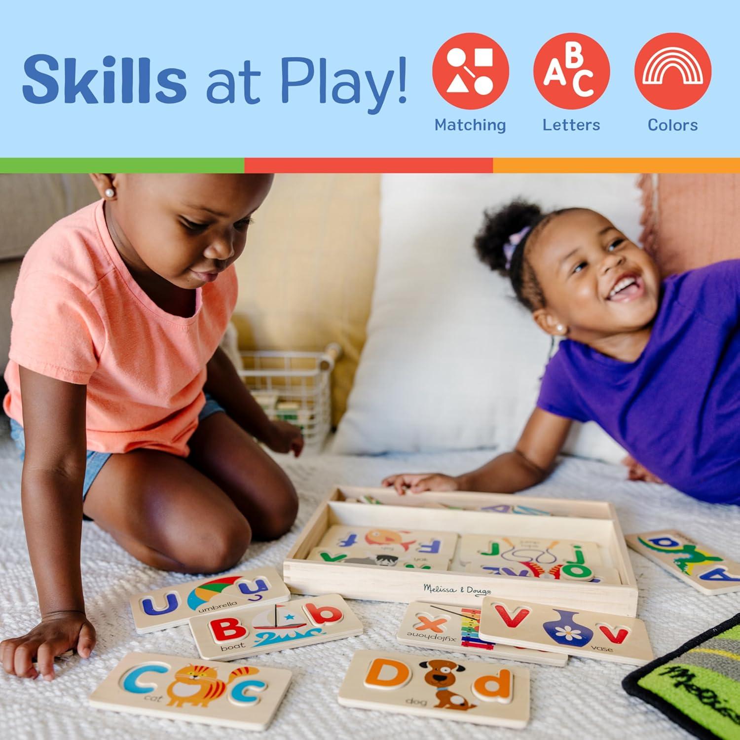 imageMelissa ampamp Doug ABC Picture Boards  Educational Toy with 13 DoubleSided Wooden Boards and 52 Letters
