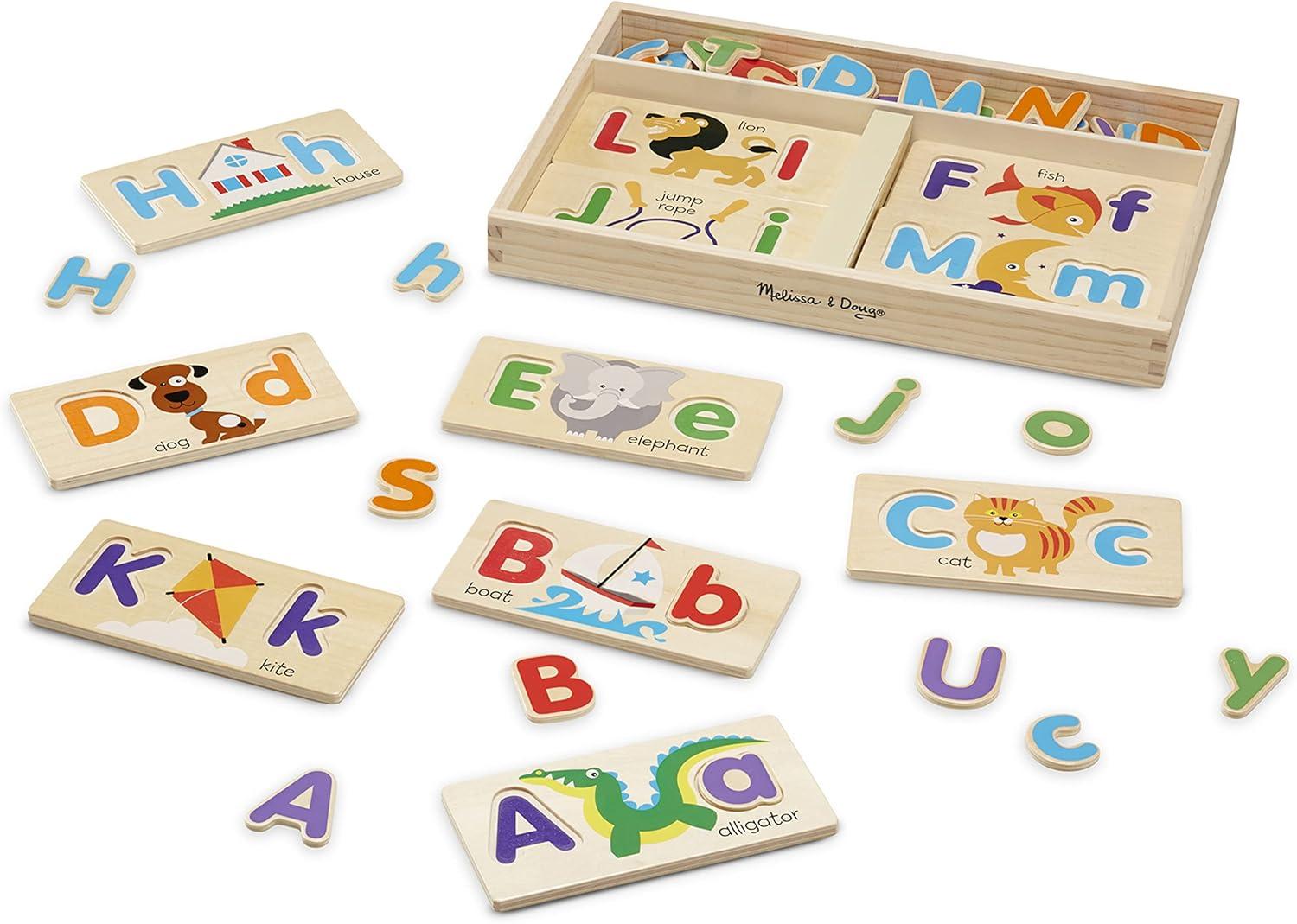 imageMelissa ampamp Doug ABC Picture Boards  Educational Toy with 13 DoubleSided Wooden Boards and 52 Letters