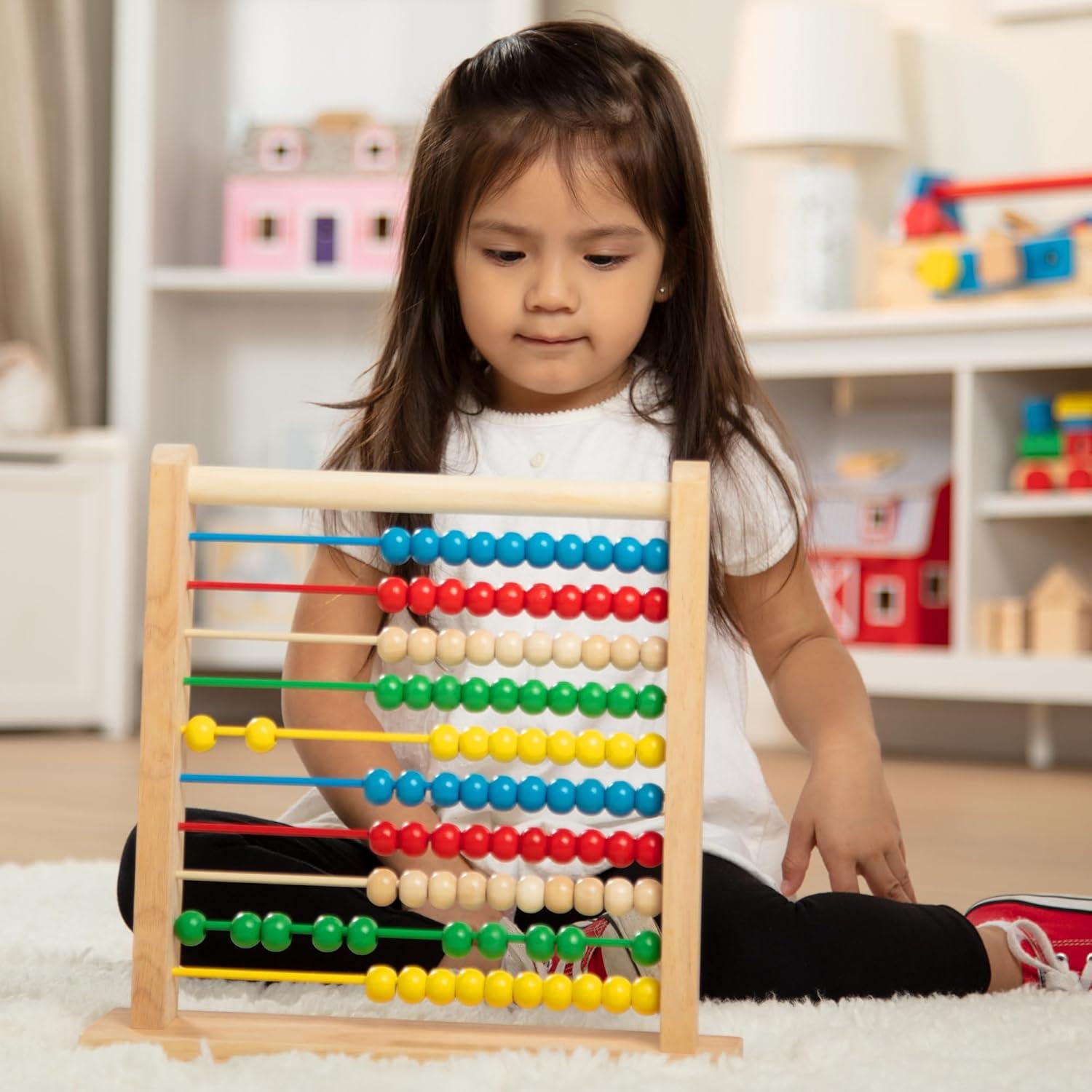 imageMelissa ampamp Doug Abacus  Classic Wooden Educational Counting Toy With 100 BeadsAbacus Classic Wooden Toy
