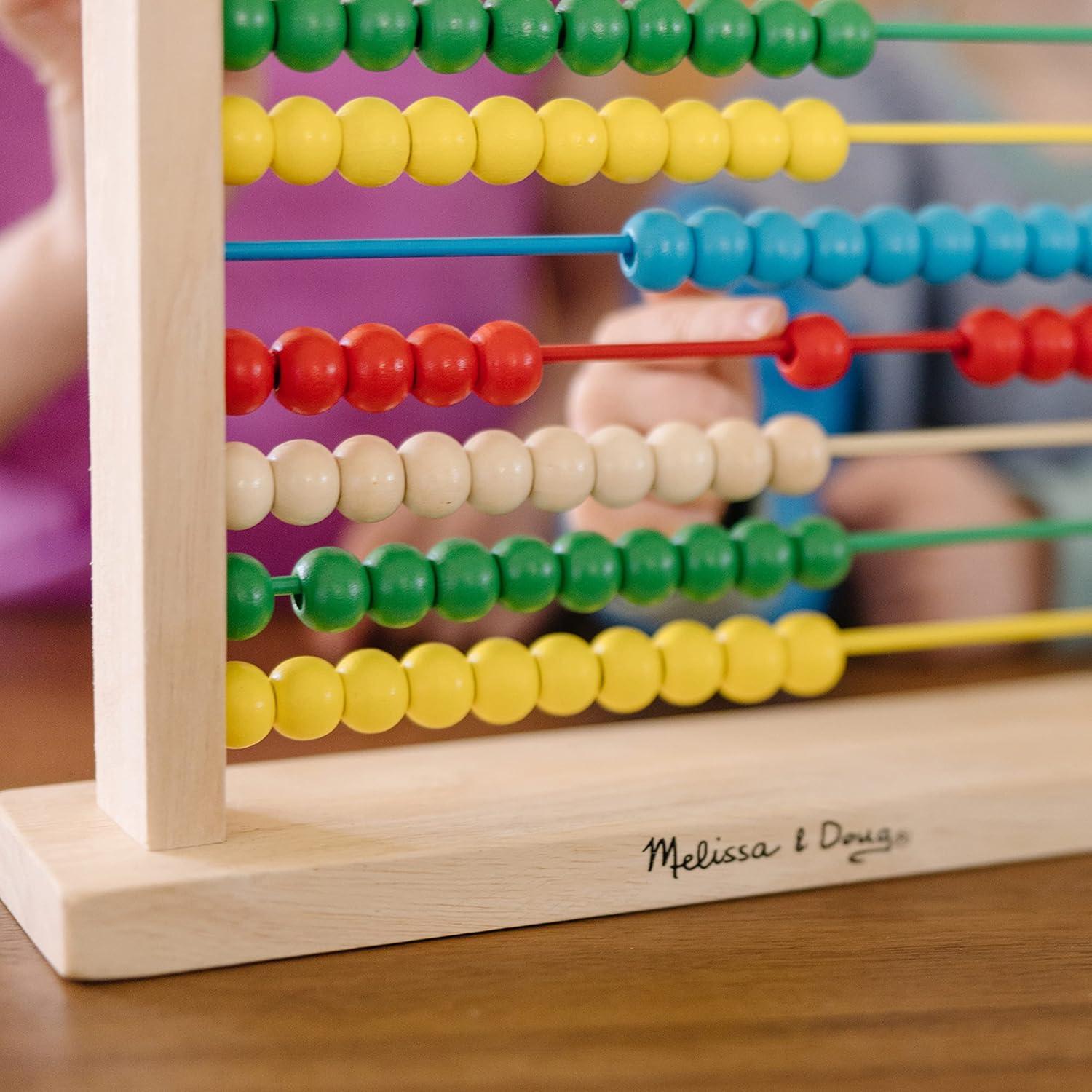 imageMelissa ampamp Doug Abacus  Classic Wooden Educational Counting Toy With 100 BeadsAbacus Classic Wooden Toy