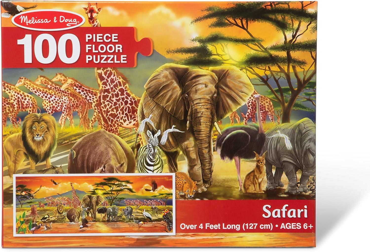 imageMelissa ampamp Doug African Plains Safari Jumbo Jigsaw Floor Puzzle 100 pcs Over 4 feet Long
