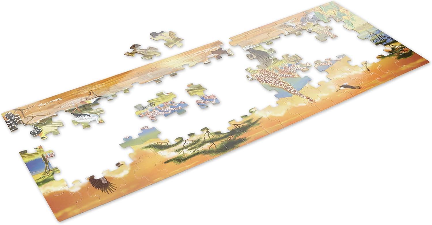 imageMelissa ampamp Doug African Plains Safari Jumbo Jigsaw Floor Puzzle 100 pcs Over 4 feet Long