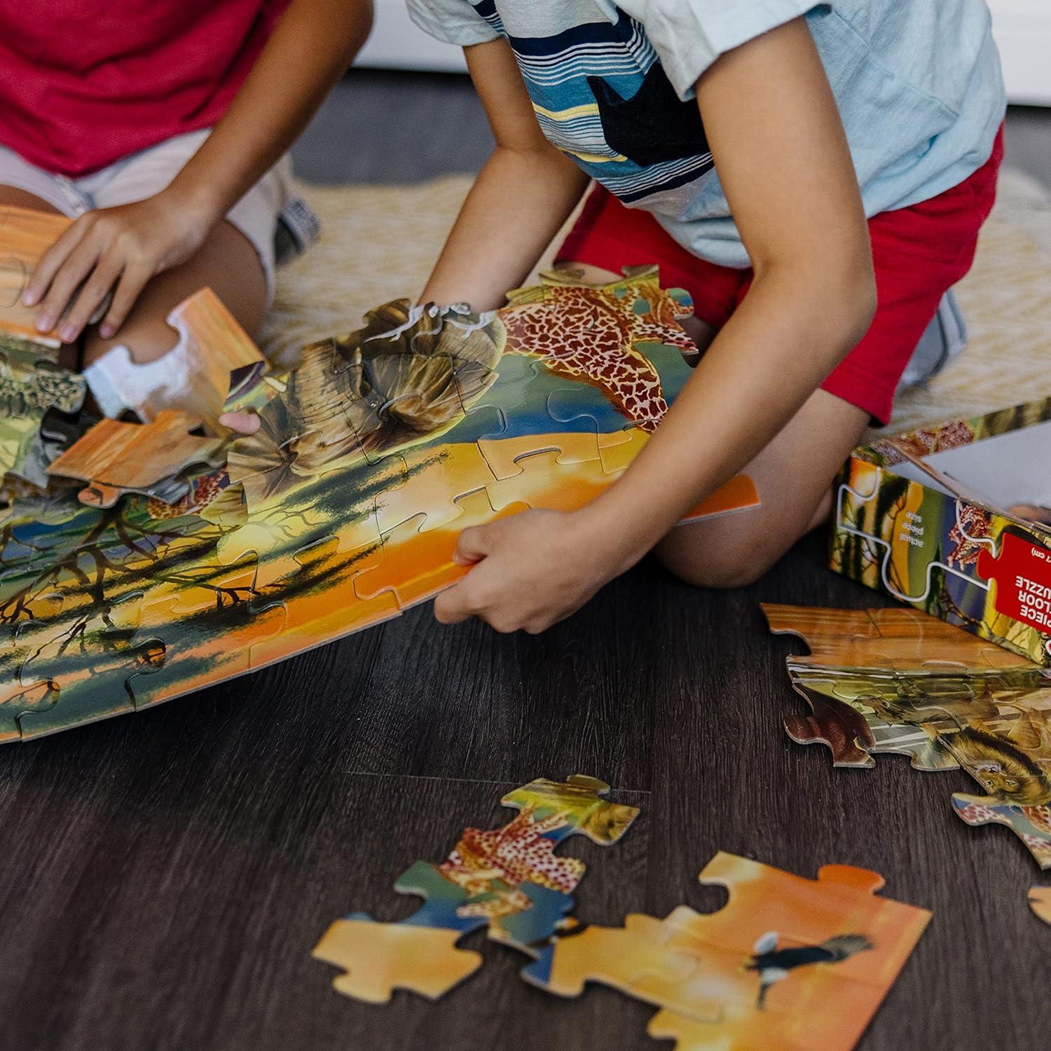imageMelissa ampamp Doug African Plains Safari Jumbo Jigsaw Floor Puzzle 100 pcs Over 4 feet Long