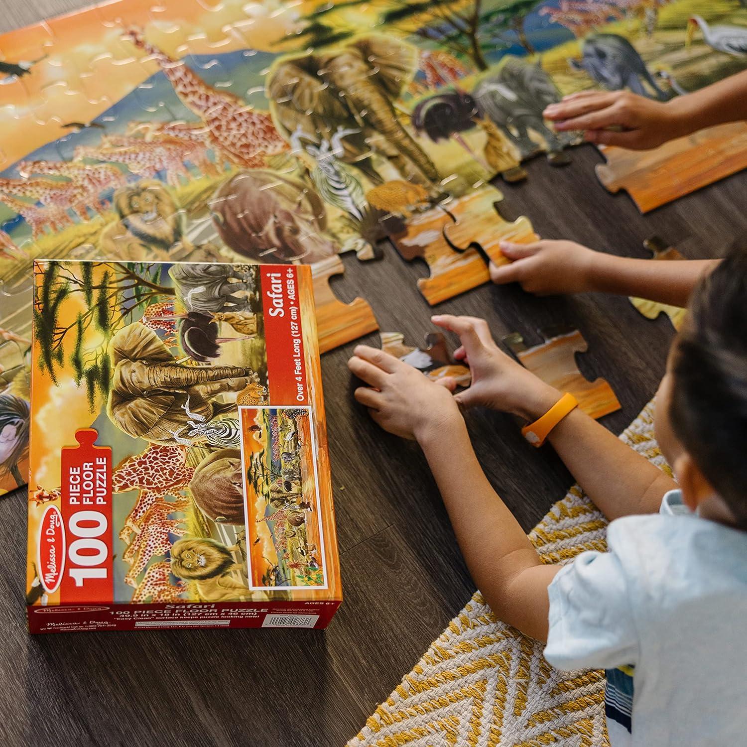 imageMelissa ampamp Doug African Plains Safari Jumbo Jigsaw Floor Puzzle 100 pcs Over 4 feet Long