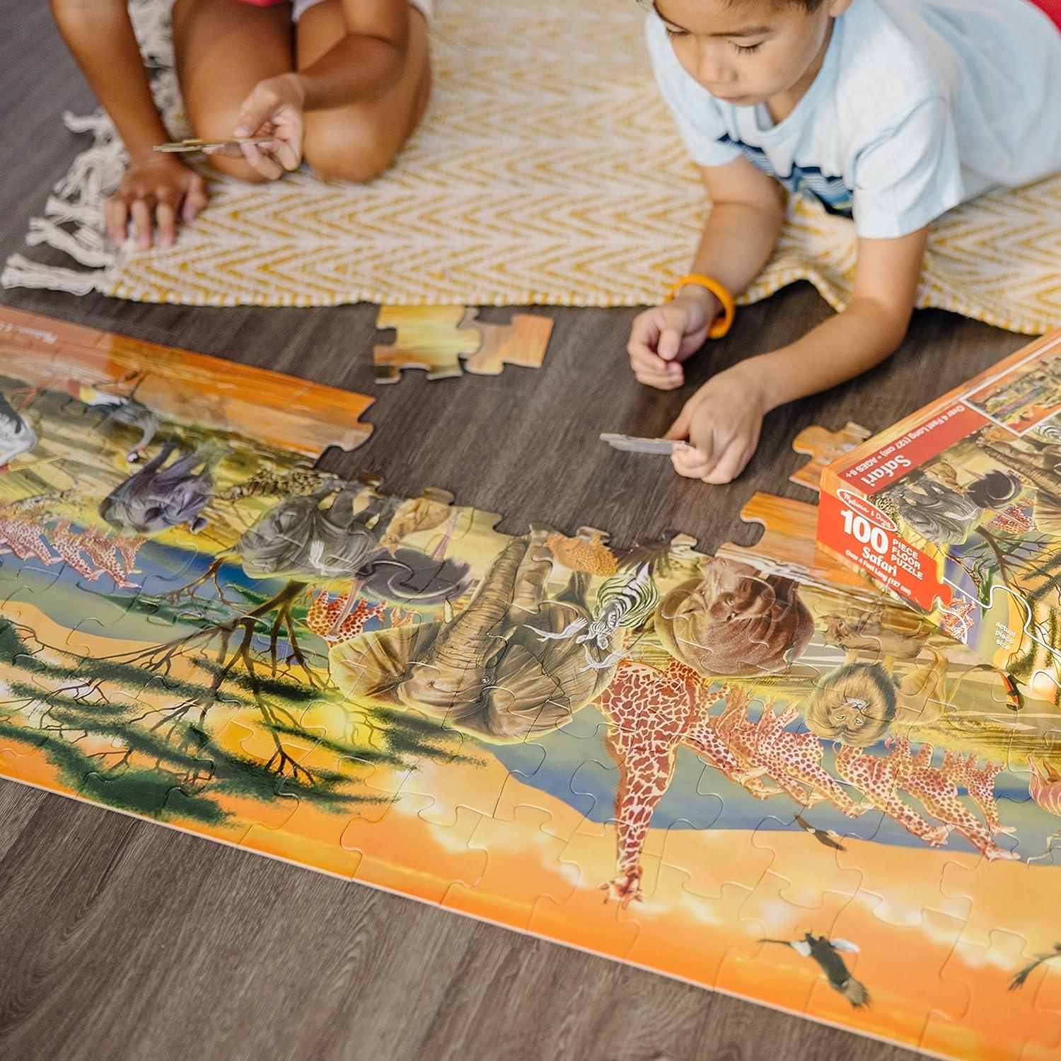 imageMelissa ampamp Doug African Plains Safari Jumbo Jigsaw Floor Puzzle 100 pcs Over 4 feet Long
