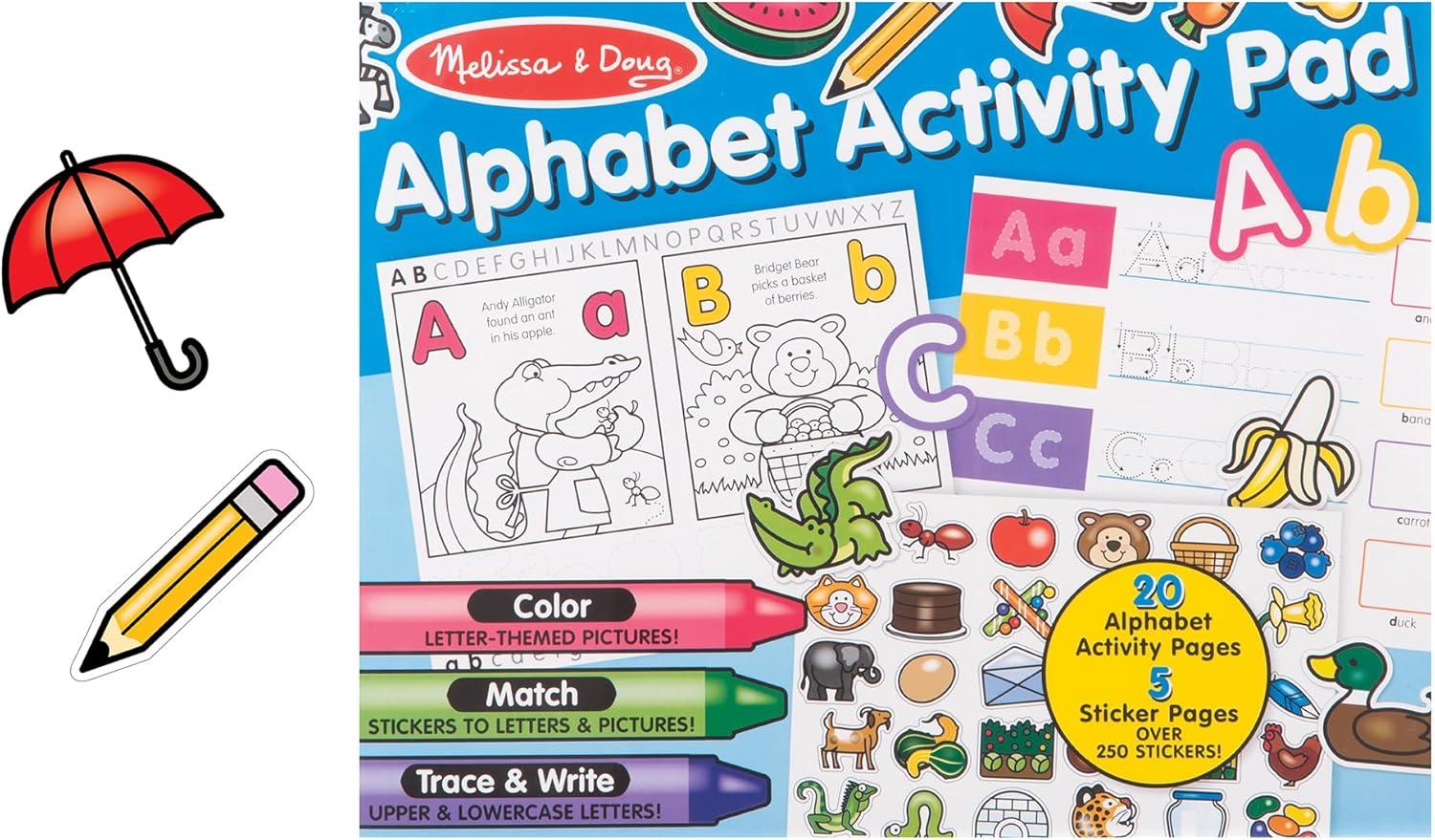 imageMelissa ampamp Doug Alphabet Activity Sticker Pad for Coloring Letters 250 Stickers  FSC Certified1405 x 1105 x 02