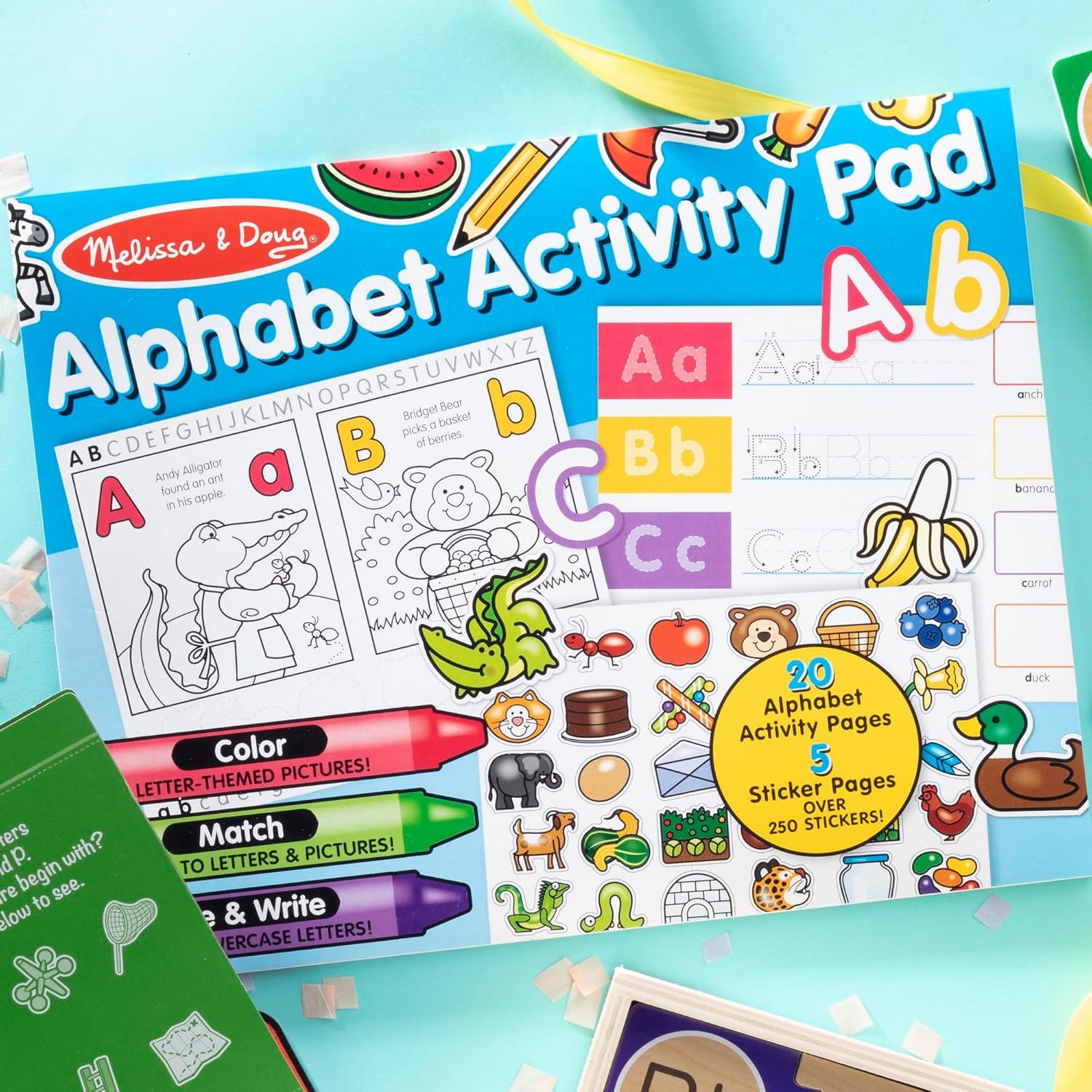 imageMelissa ampamp Doug Alphabet Activity Sticker Pad for Coloring Letters 250 Stickers  FSC Certified1405 x 1105 x 02
