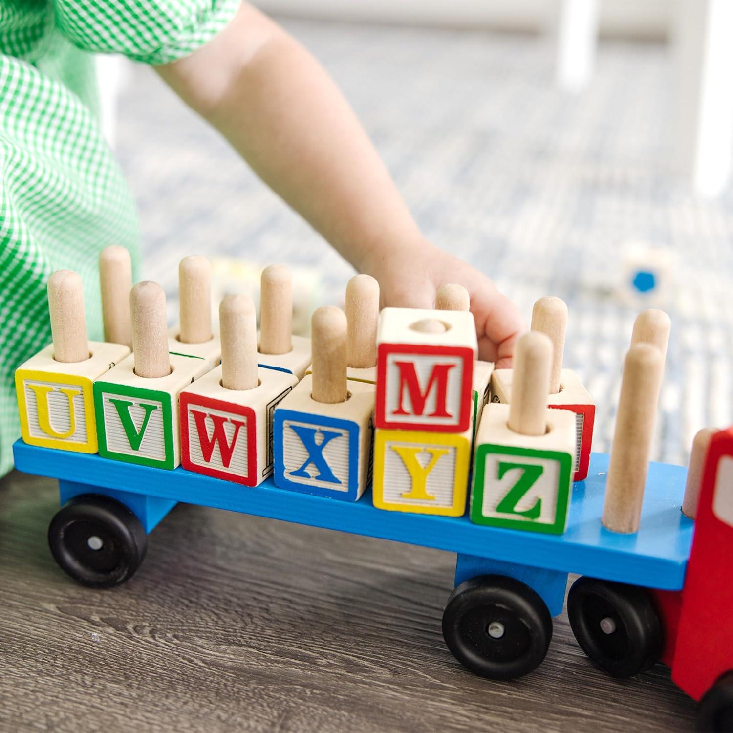 imageMelissa ampamp Doug Alphabet Blocks Wooden Truck Educational Toy
