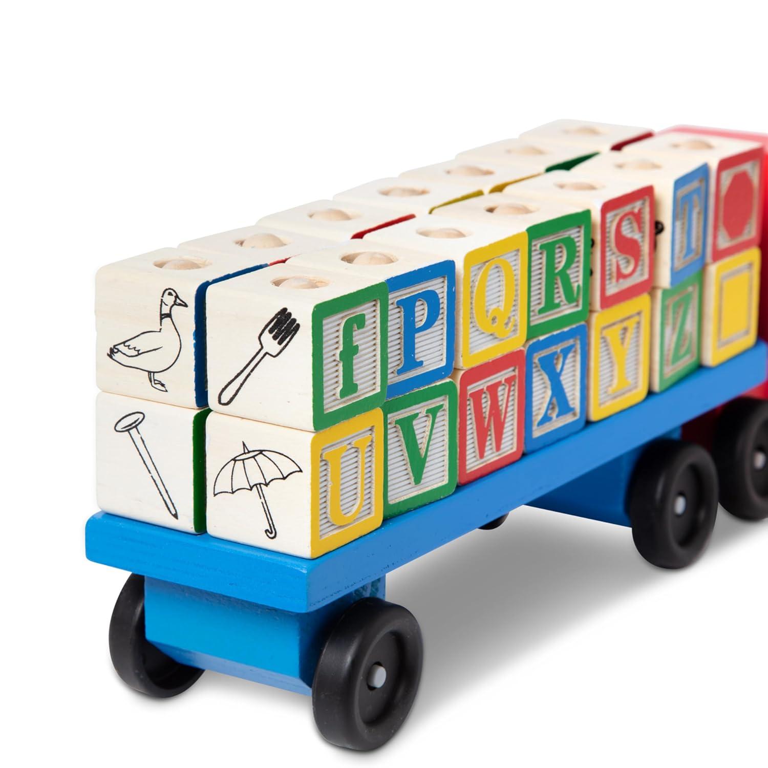 imageMelissa ampamp Doug Alphabet Blocks Wooden Truck Educational Toy