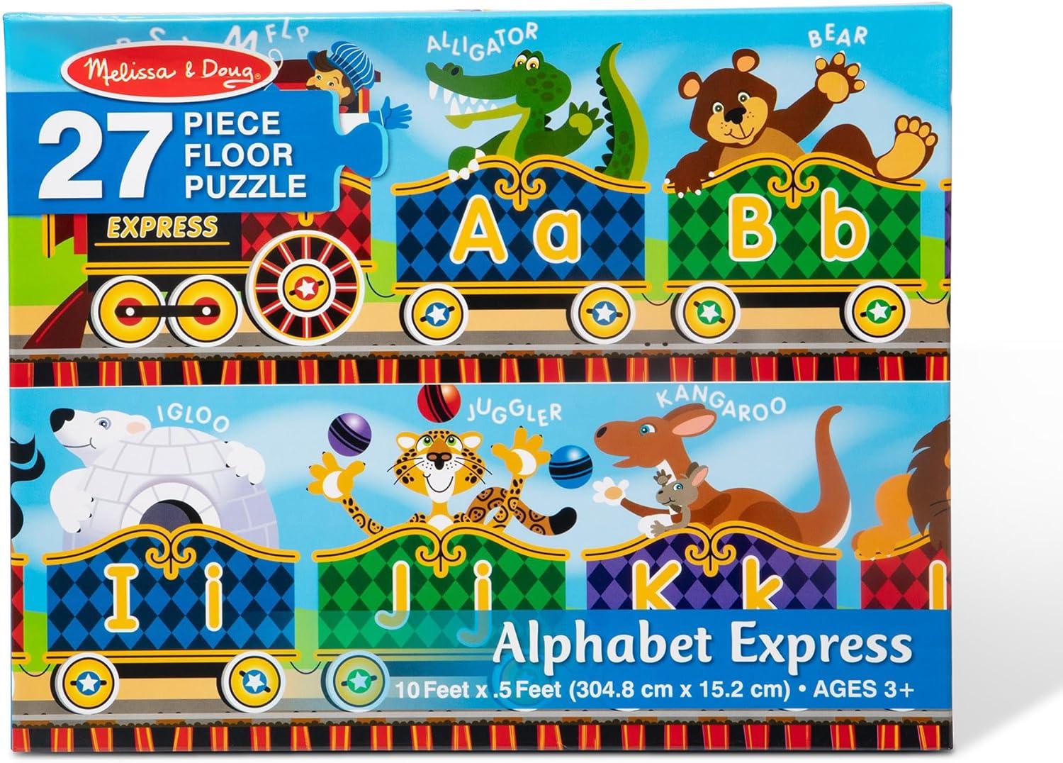 imageMelissa ampamp Doug Alphabet Express Jumbo Jigsaw Floor Puzzle 27 pcs 10 feet Long  FSC CertifiedAlphabet Express
