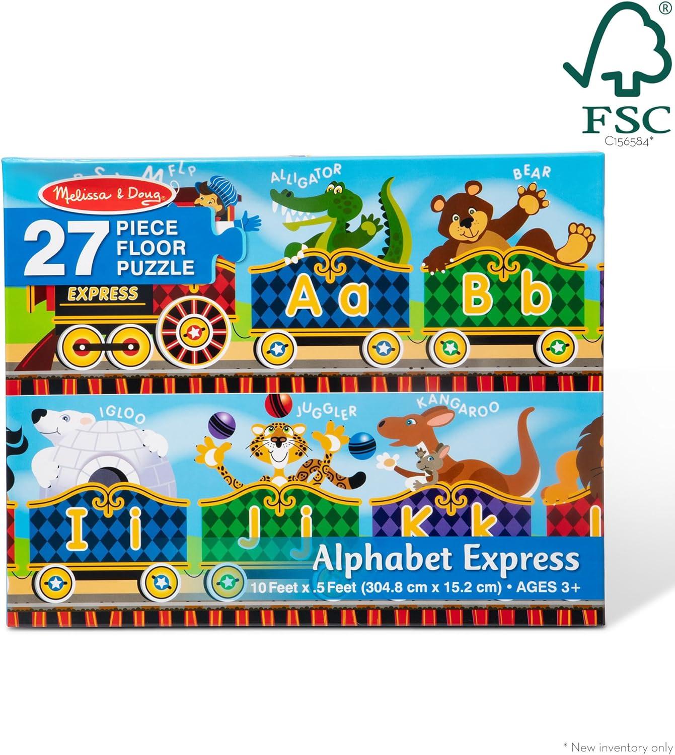 imageMelissa ampamp Doug Alphabet Express Jumbo Jigsaw Floor Puzzle 27 pcs 10 feet Long  FSC CertifiedAlphabet Express