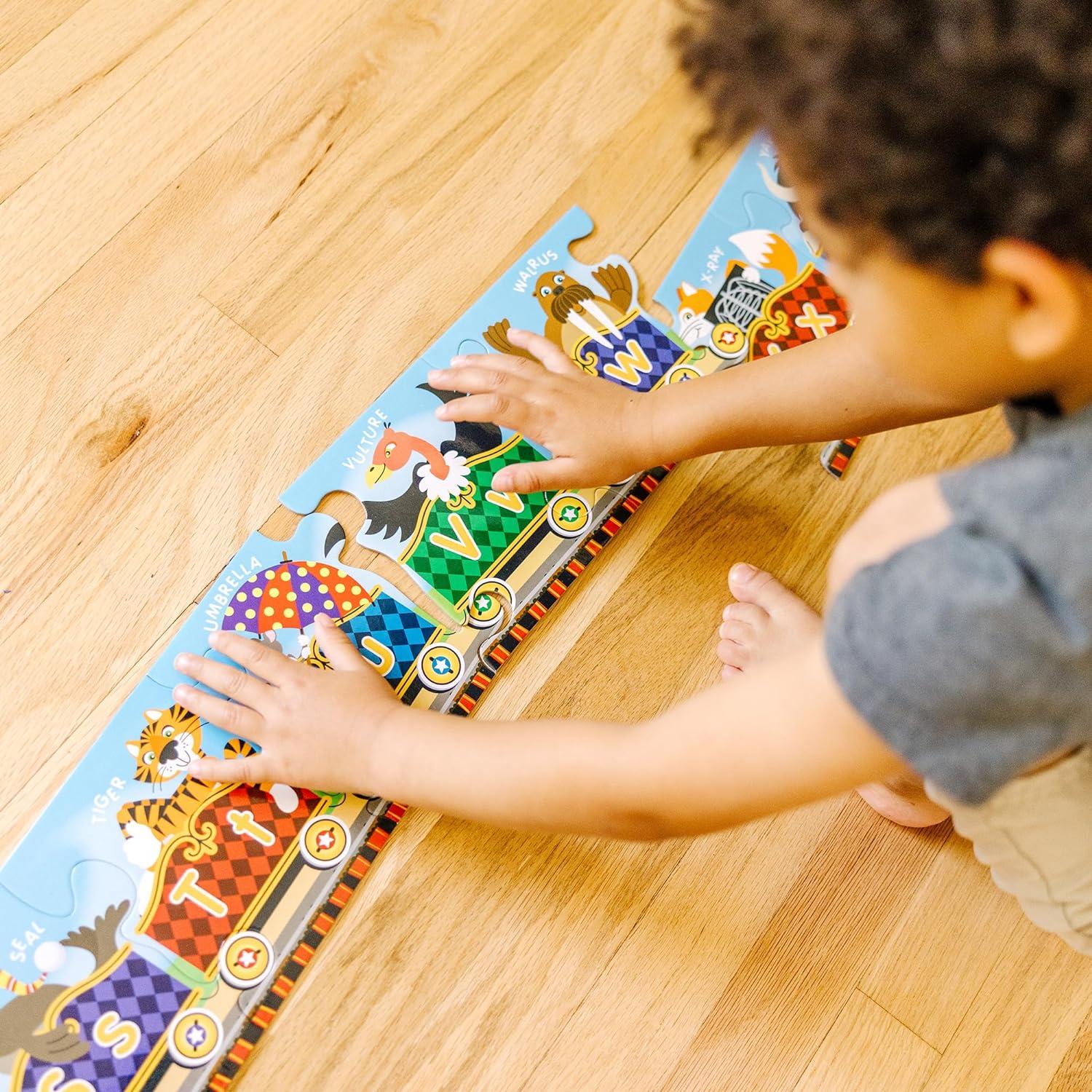 imageMelissa ampamp Doug Alphabet Express Jumbo Jigsaw Floor Puzzle 27 pcs 10 feet Long  FSC CertifiedAlphabet Express