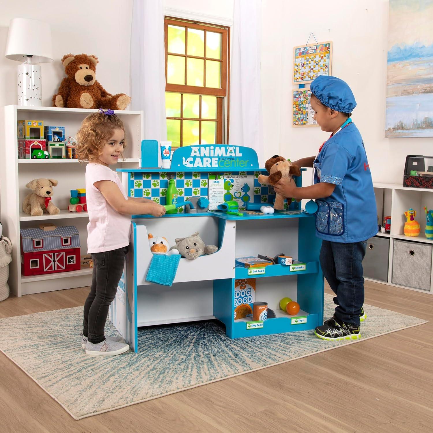 imageMelissa ampamp Doug Animal Care Veterinarian and Groomer Wooden Activity Center for Plush Stuffed Pets Not IncludedTraditional