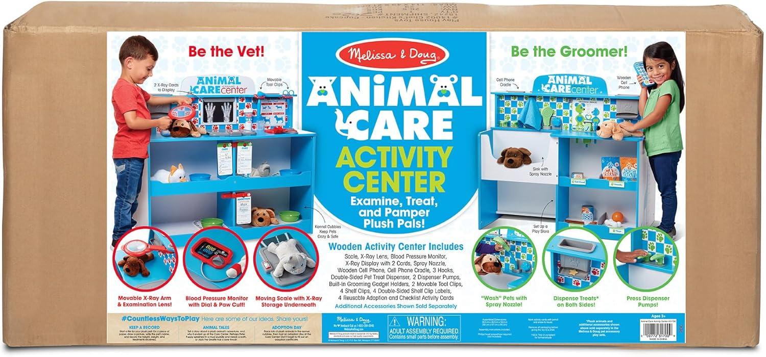 imageMelissa ampamp Doug Animal Care Veterinarian and Groomer Wooden Activity Center for Plush Stuffed Pets Not IncludedTraditional