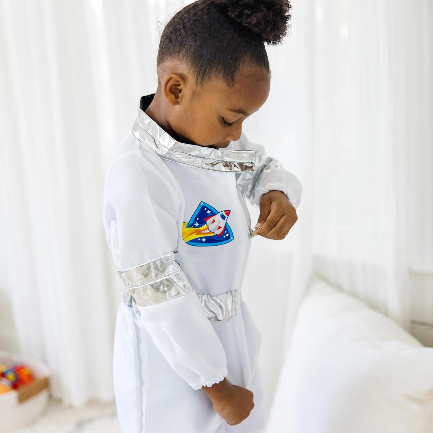 imageMelissa ampamp Doug Astronaut Costume Role Play Space Set 5Piece  Jumpsuit Helmet Gloves Name Tag  Pretend Astronaut Outfit with Realistic Accessories Kids Dress Up for Toddlers ampamp Children Ages 3