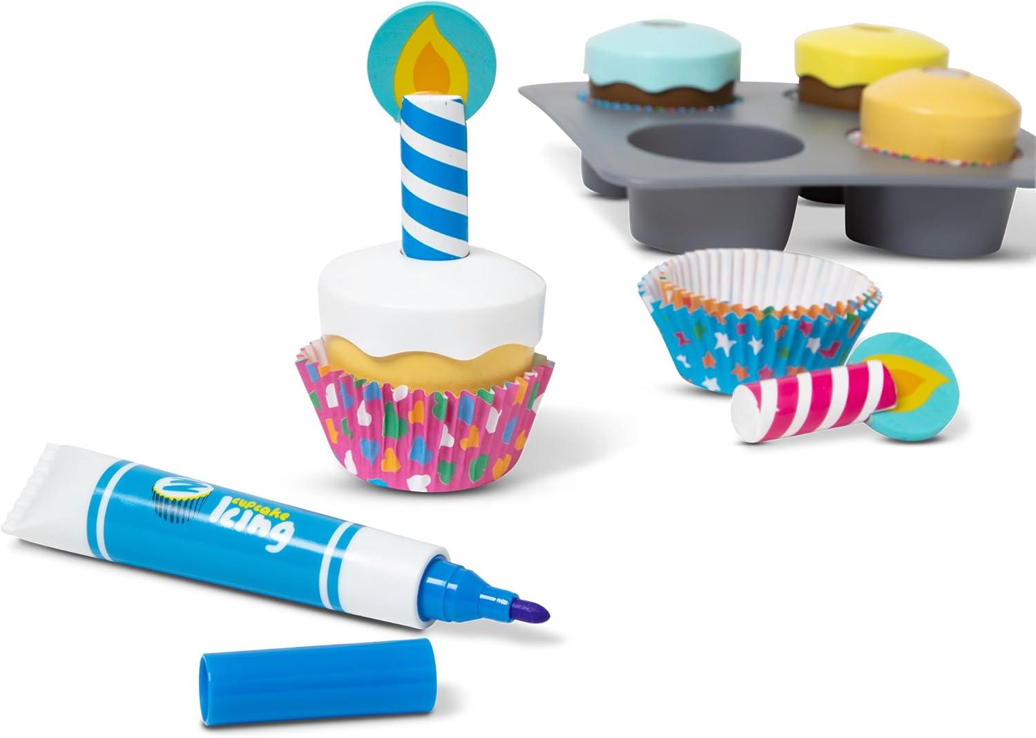 imageMelissa ampamp Doug Bake ampamp Decorate Wooden Cupcake Kit with Play Food Toppings ampamp Play Kitchen Accessories Preschool Learning Toys for Girls ampamp Boys 3English Only