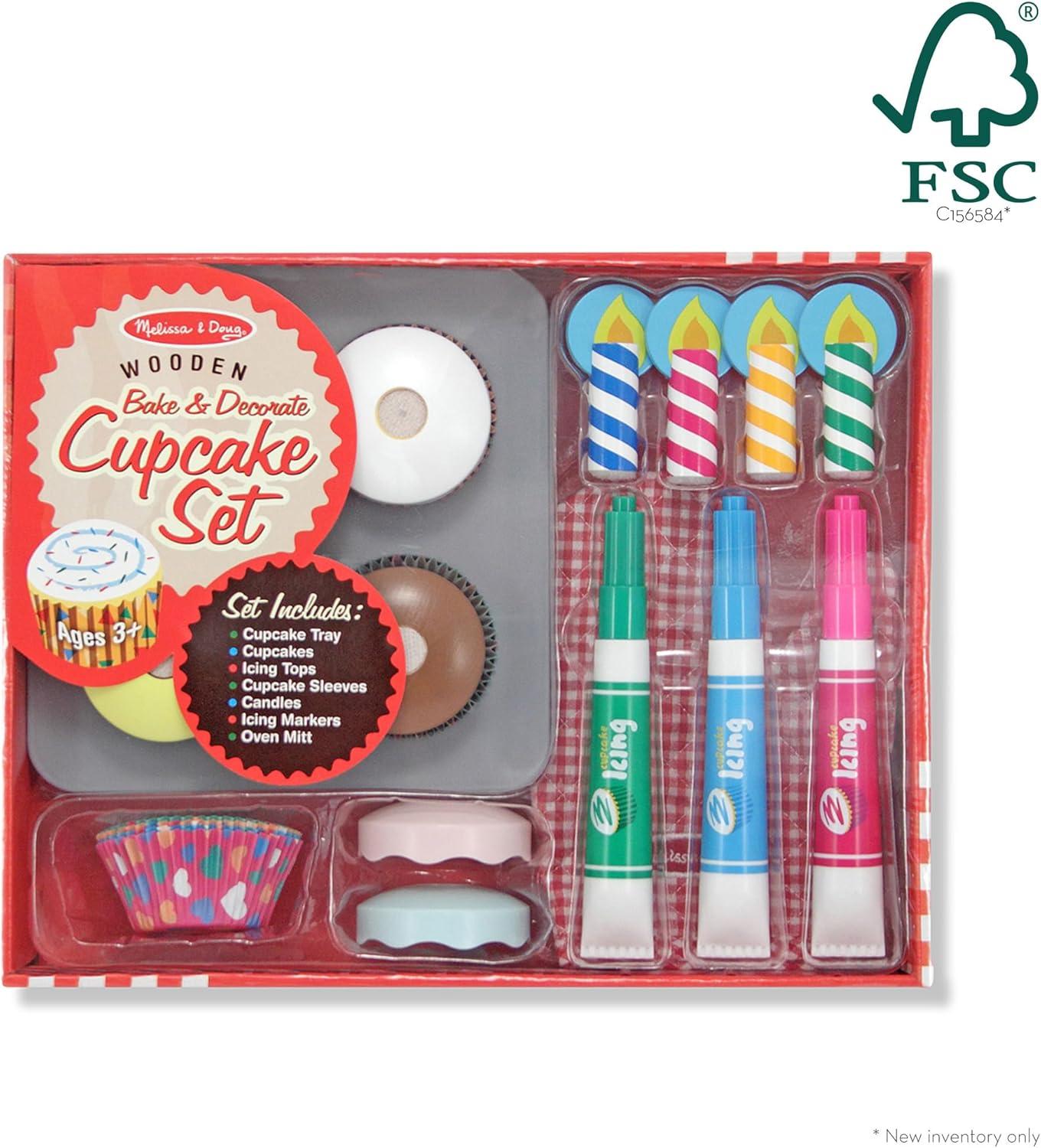 imageMelissa ampamp Doug Bake ampamp Decorate Wooden Cupcake Kit with Play Food Toppings ampamp Play Kitchen Accessories Preschool Learning Toys for Girls ampamp Boys 3English Only