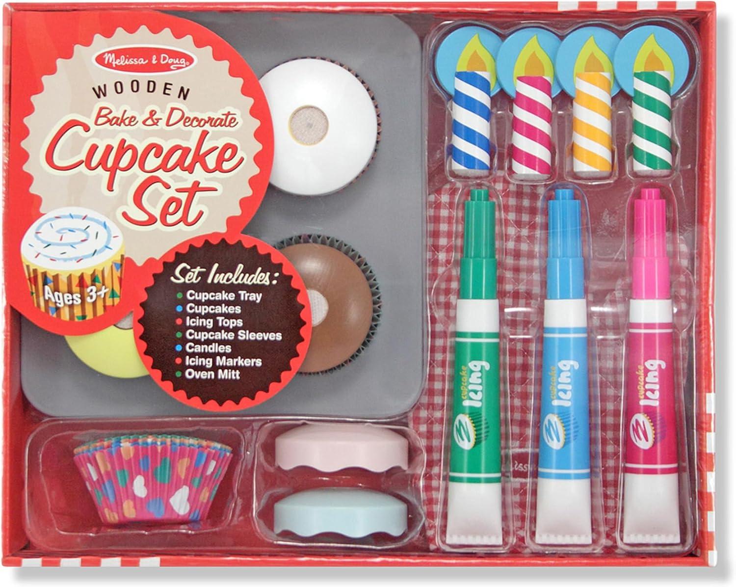 imageMelissa ampamp Doug Bake ampamp Decorate Wooden Cupcake Kit with Play Food Toppings ampamp Play Kitchen Accessories Preschool Learning Toys for Girls ampamp Boys 3English Only