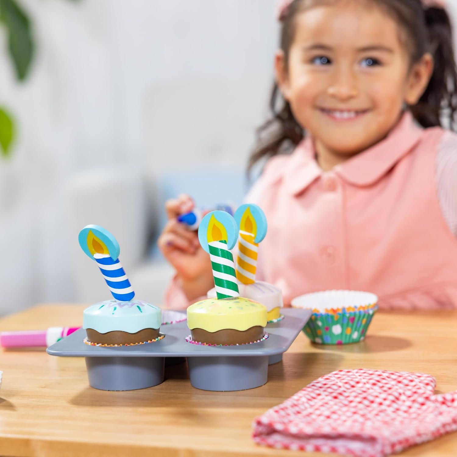 imageMelissa ampamp Doug Bake ampamp Decorate Wooden Cupcake Kit with Play Food Toppings ampamp Play Kitchen Accessories Preschool Learning Toys for Girls ampamp Boys 3English Only
