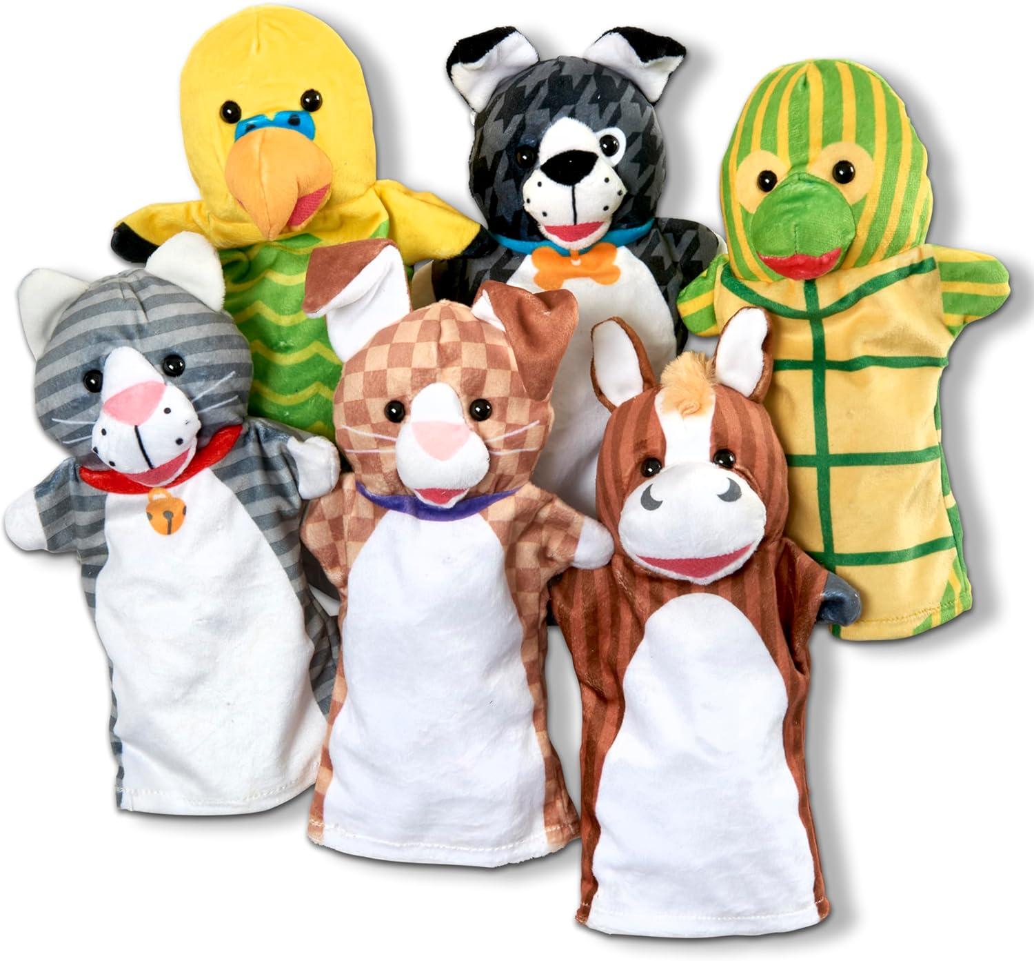 imageMelissa ampamp Doug Barn Buddies Hand Puppets Set of 6 Cow Sheep Horse Duck Chicken PigPet Buddies