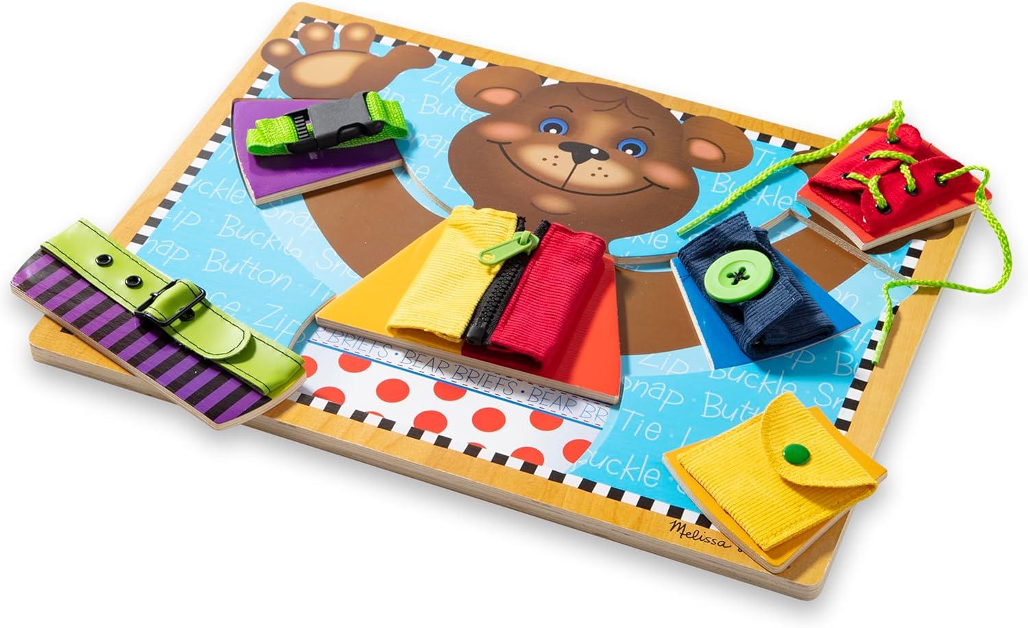 imageMelissa ampamp Doug Basic Skills Puzzle Board  Wooden Educational Toy Learn to Button Busy Board Activity for Fine Motor Skills Developmental Toy for Toddlers Ages 31 EA