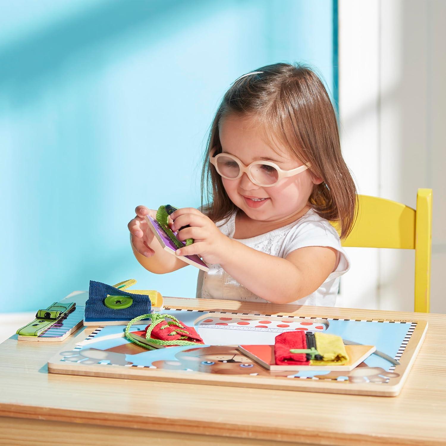 imageMelissa ampamp Doug Basic Skills Puzzle Board  Wooden Educational Toy Learn to Button Busy Board Activity for Fine Motor Skills Developmental Toy for Toddlers Ages 31 EA