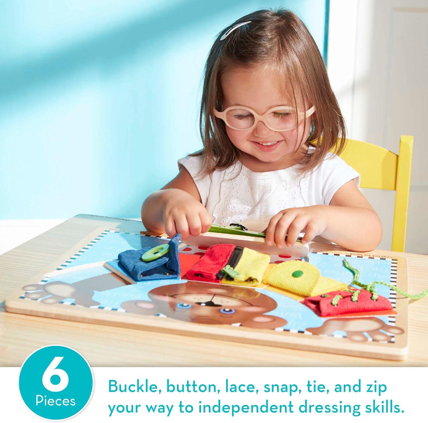 imageMelissa ampamp Doug Basic Skills Puzzle Board  Wooden Educational Toy Learn to Button Busy Board Activity for Fine Motor Skills Developmental Toy for Toddlers Ages 31 EA
