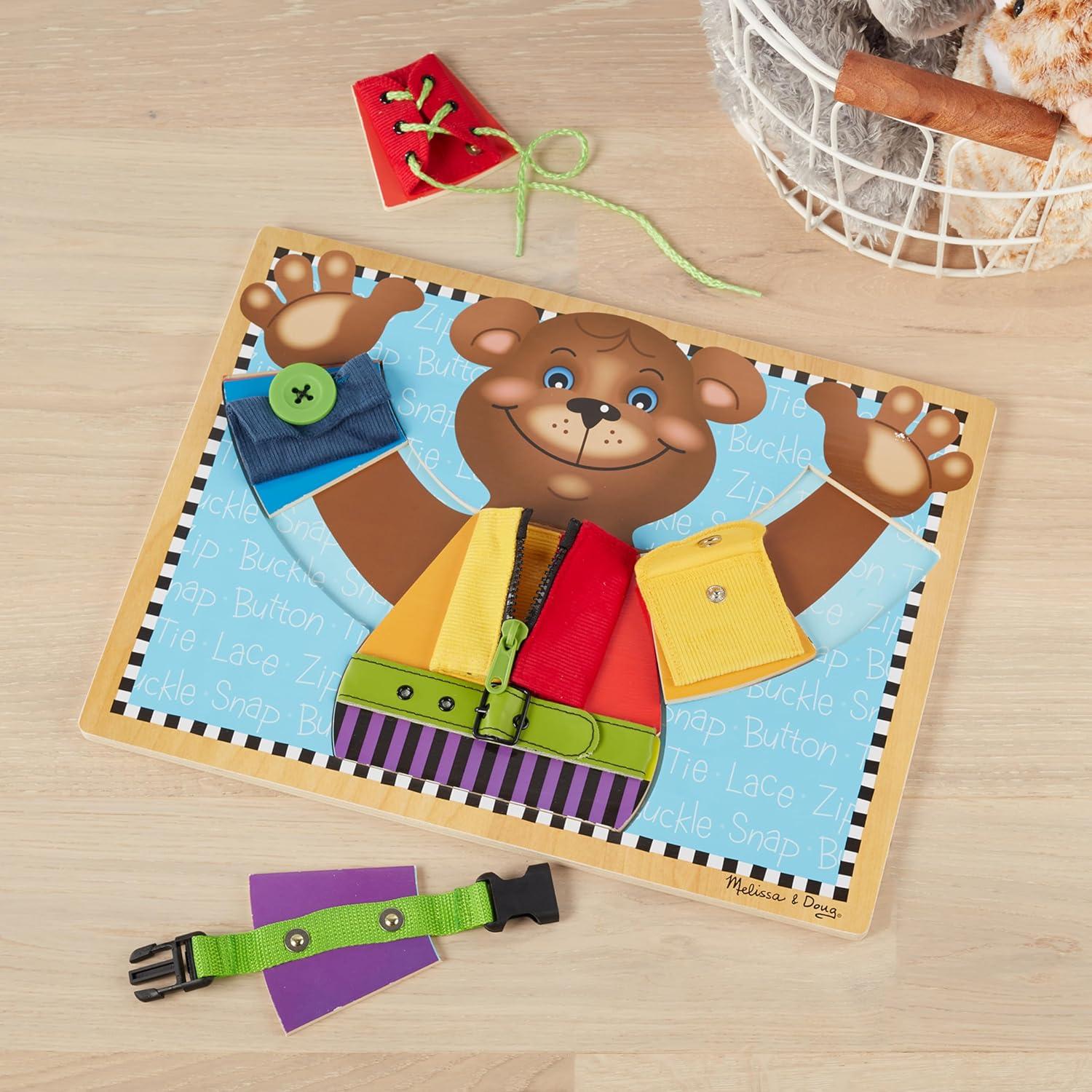 imageMelissa ampamp Doug Basic Skills Puzzle Board  Wooden Educational Toy Learn to Button Busy Board Activity for Fine Motor Skills Developmental Toy for Toddlers Ages 31 EA