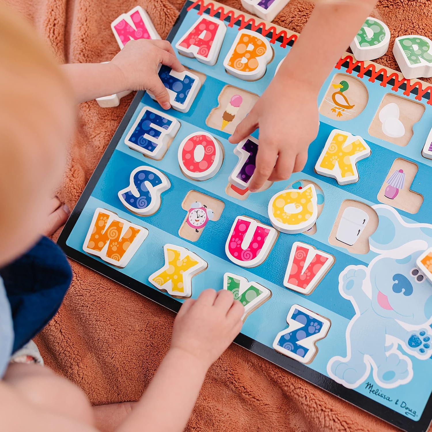 imageMelissa ampamp Doug Blues Clues ampamp You Wooden Chunky Puzzle  Alphabet 26 Pieces Multi
