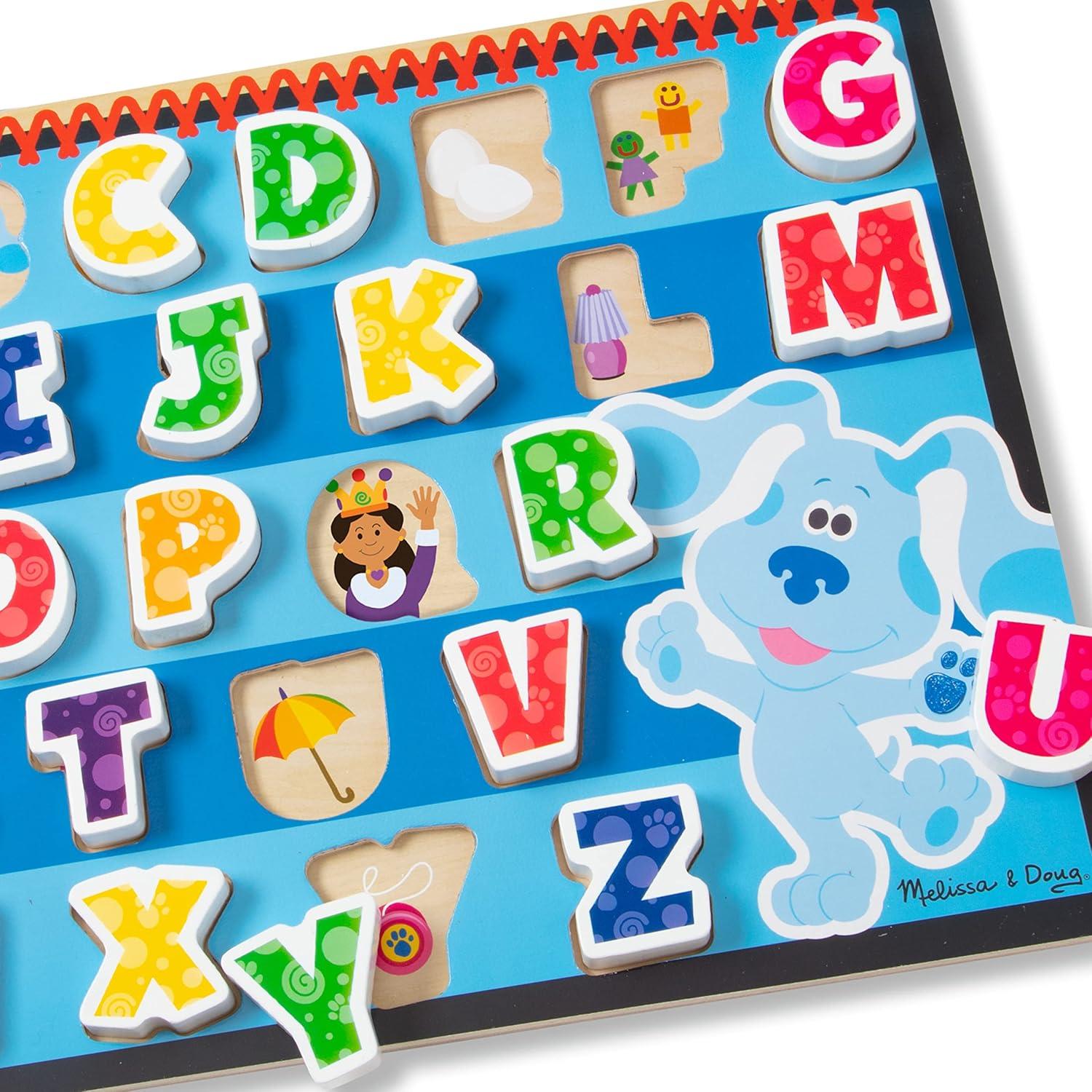 imageMelissa ampamp Doug Blues Clues ampamp You Wooden Chunky Puzzle  Alphabet 26 Pieces Multi