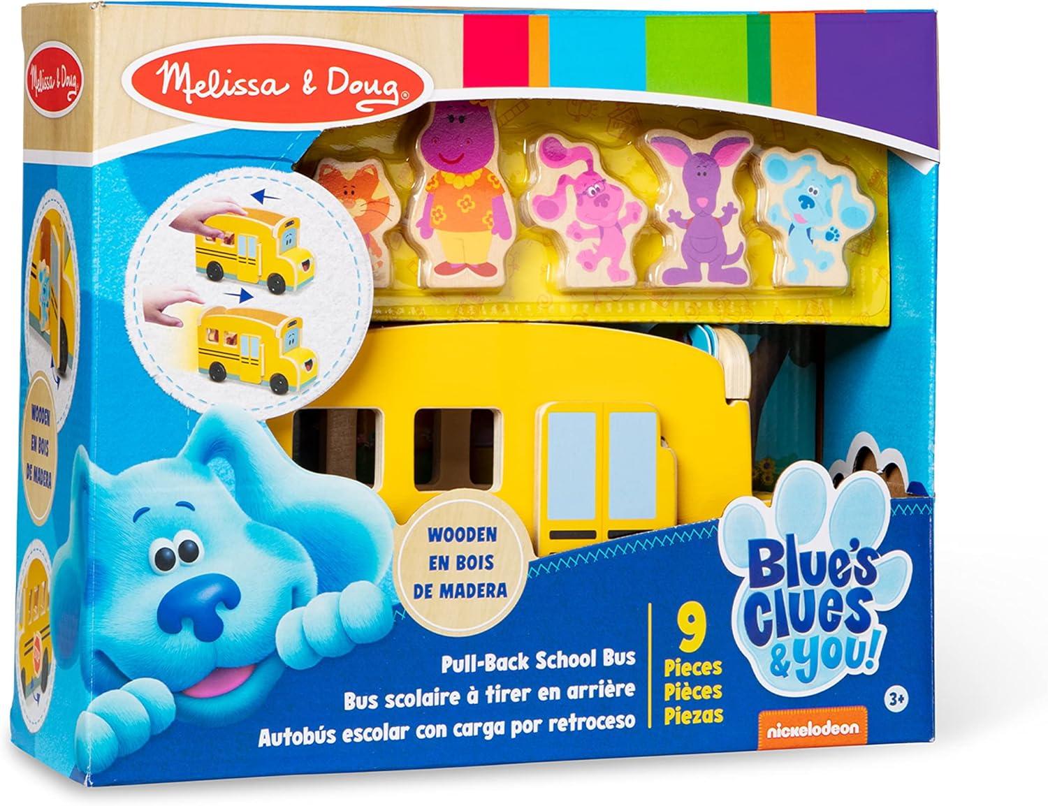 imageMelissa ampamp Doug Blues Clues ampamp You Wooden PullBack School Bus 9 Pieces