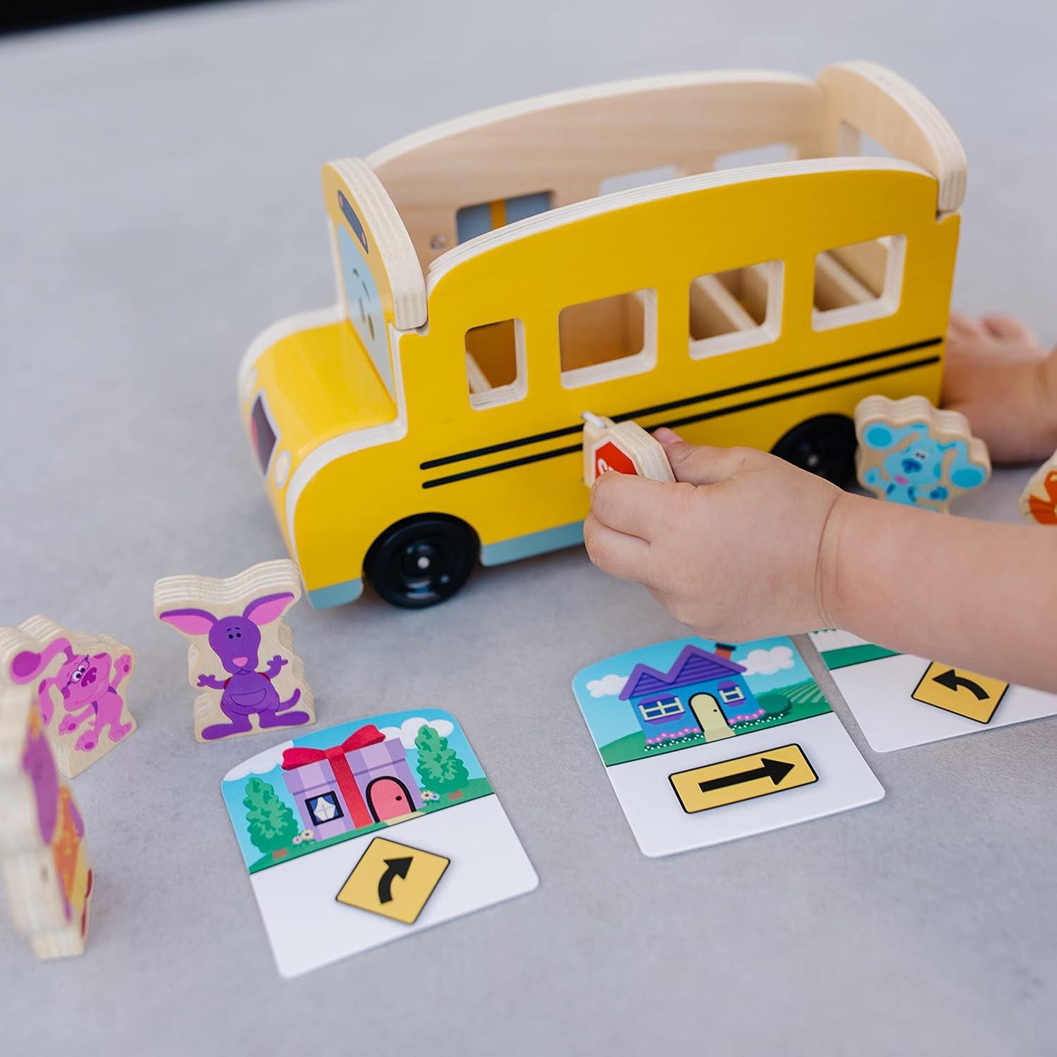 imageMelissa ampamp Doug Blues Clues ampamp You Wooden PullBack School Bus 9 Pieces