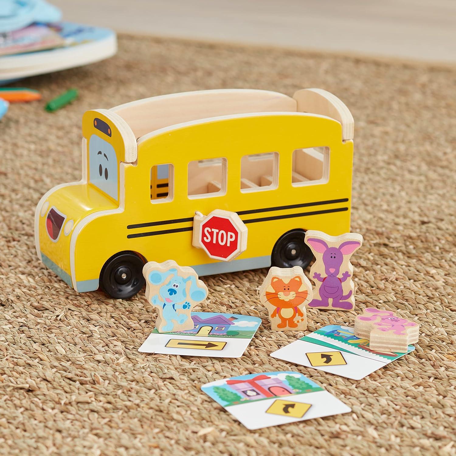 imageMelissa ampamp Doug Blues Clues ampamp You Wooden PullBack School Bus 9 Pieces