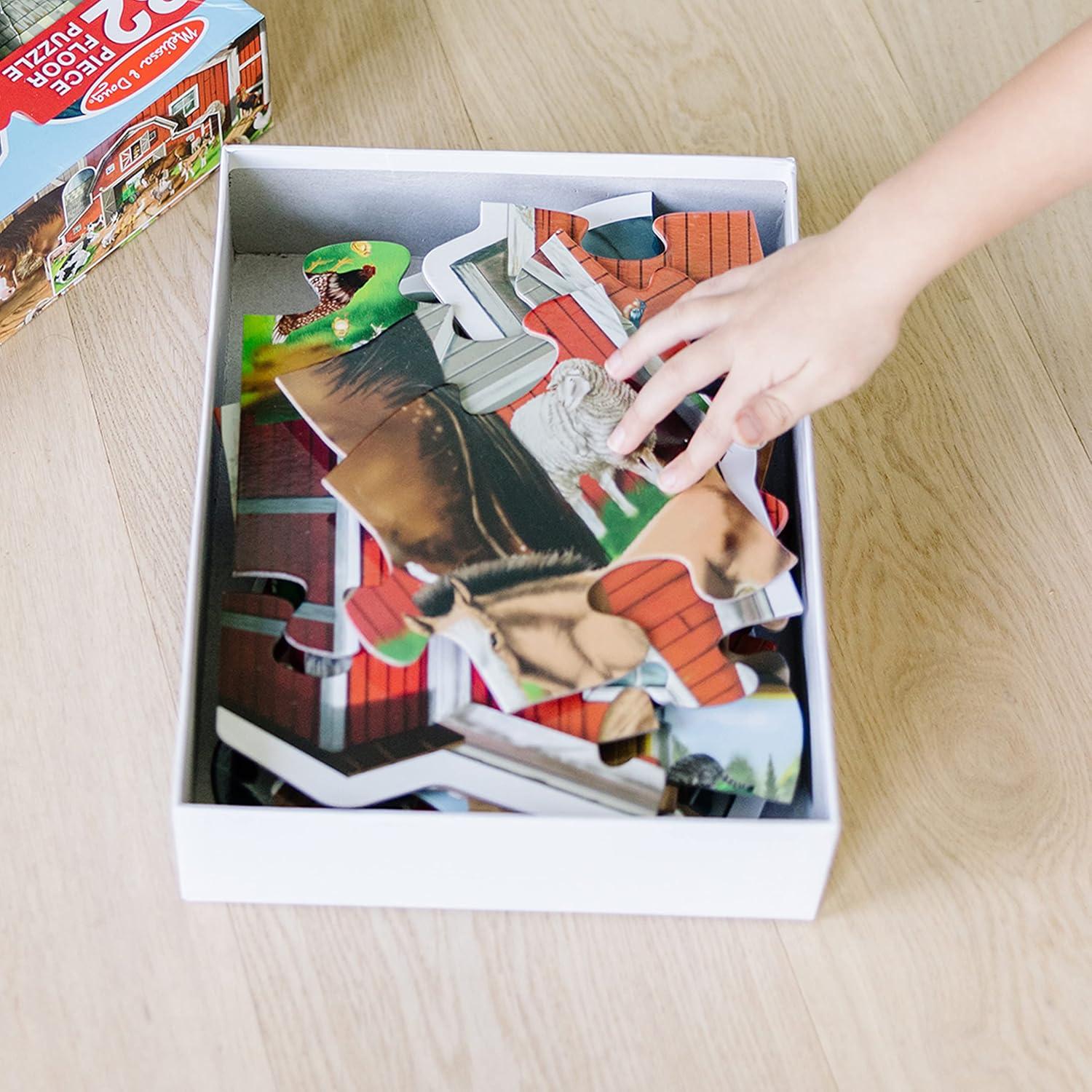 imageMelissa ampamp Doug Busy Barn Shaped Jumbo Jigsaw Floor Puzzle 32 pcs 2 x 3 feet  FSC CertifiedFloor Puzzle