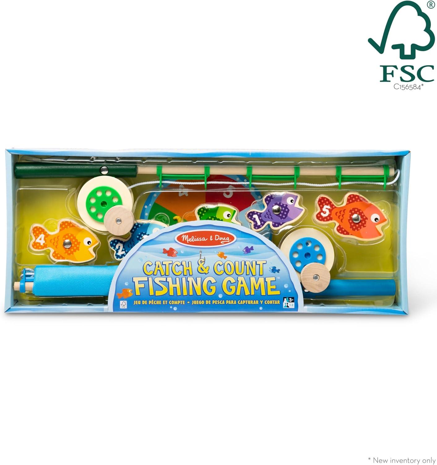 imageMelissa ampamp Doug Catch ampamp Count Wooden Fishing Game with 2 Magnetic RodsStandard Packaging