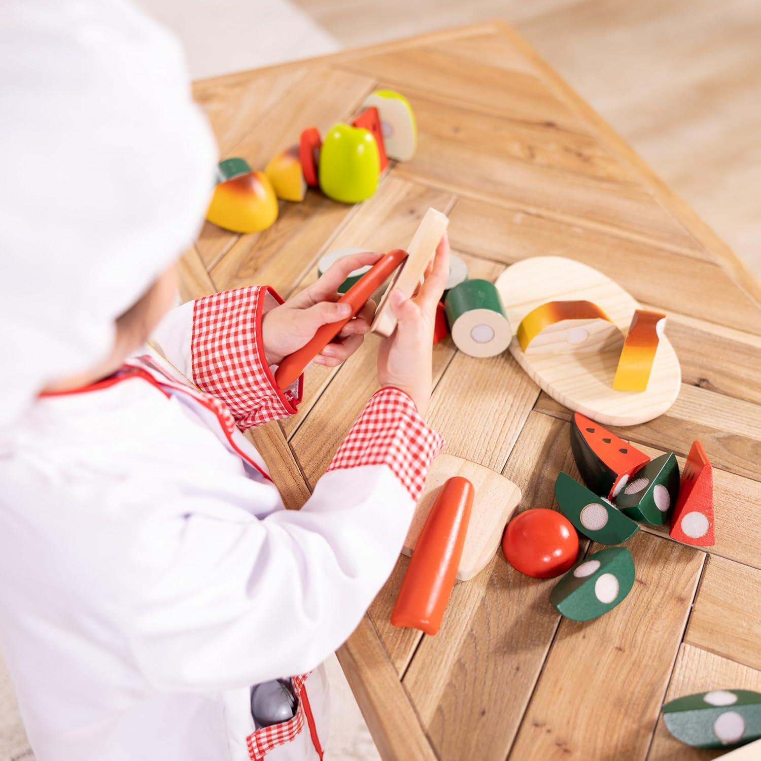 imageMelissa ampamp Doug Chef Role Play Costume DressUp Set 8Piece  Chefs Jacket Hat Name Tag  Pretend Chef Dress up Outift with Realistic Accessories Kids Dress Up for Toddlers ampamp Children Ages 3FrustrationFree Packaging