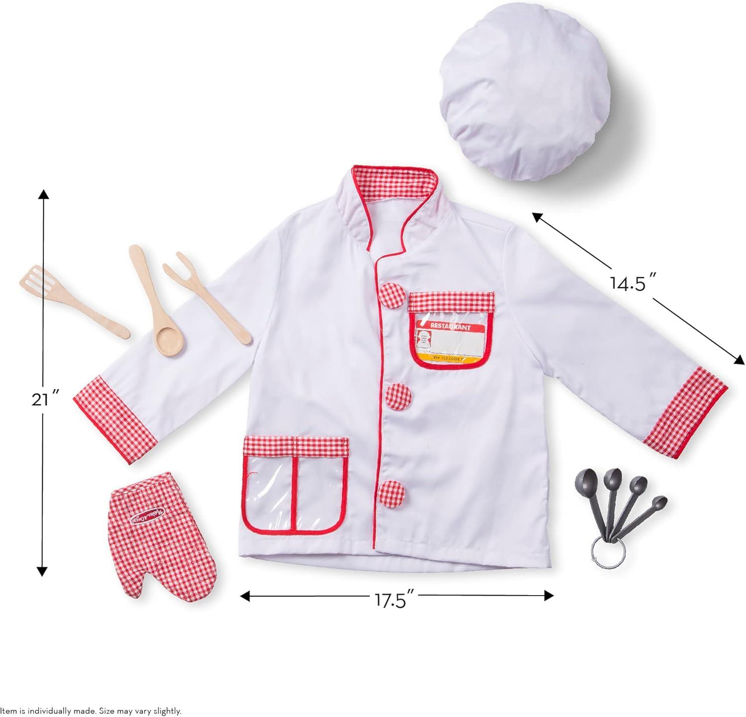 imageMelissa ampamp Doug Chef Role Play Costume DressUp Set 8Piece  Chefs Jacket Hat Name Tag  Pretend Chef Dress up Outift with Realistic Accessories Kids Dress Up for Toddlers ampamp Children Ages 3Standard Packaging